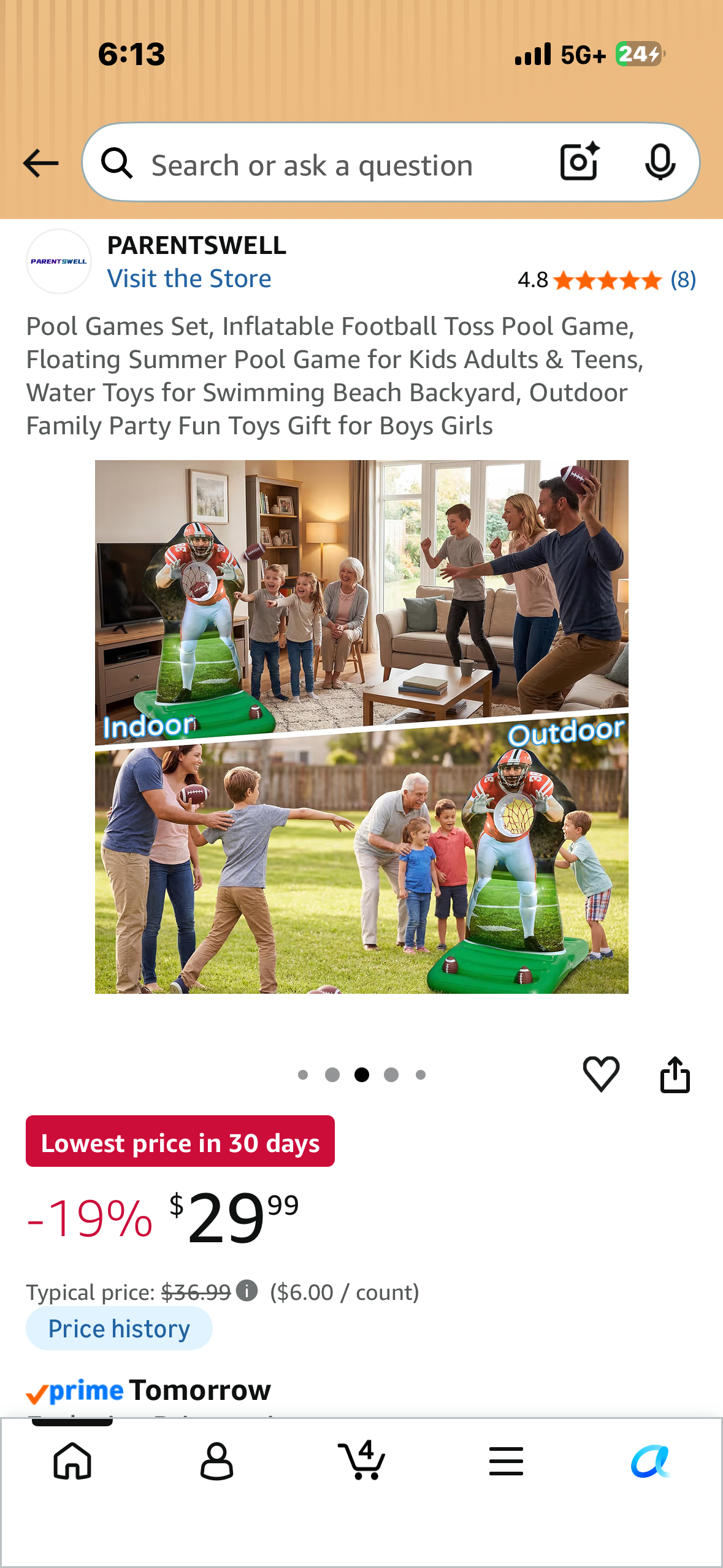 Inflatable Football Toss Pool Game, Floating Summer Pool Game for for Beach, Backyard, Outdoor Family Party