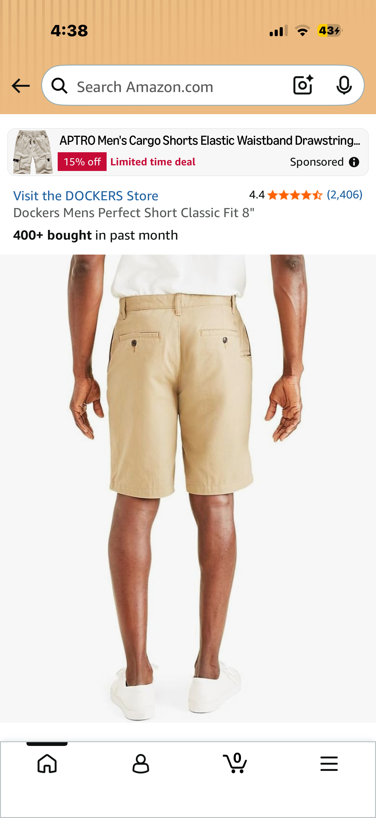 Dockers Mens Perfect Short Classic Fit 8” (Size 38 waist)