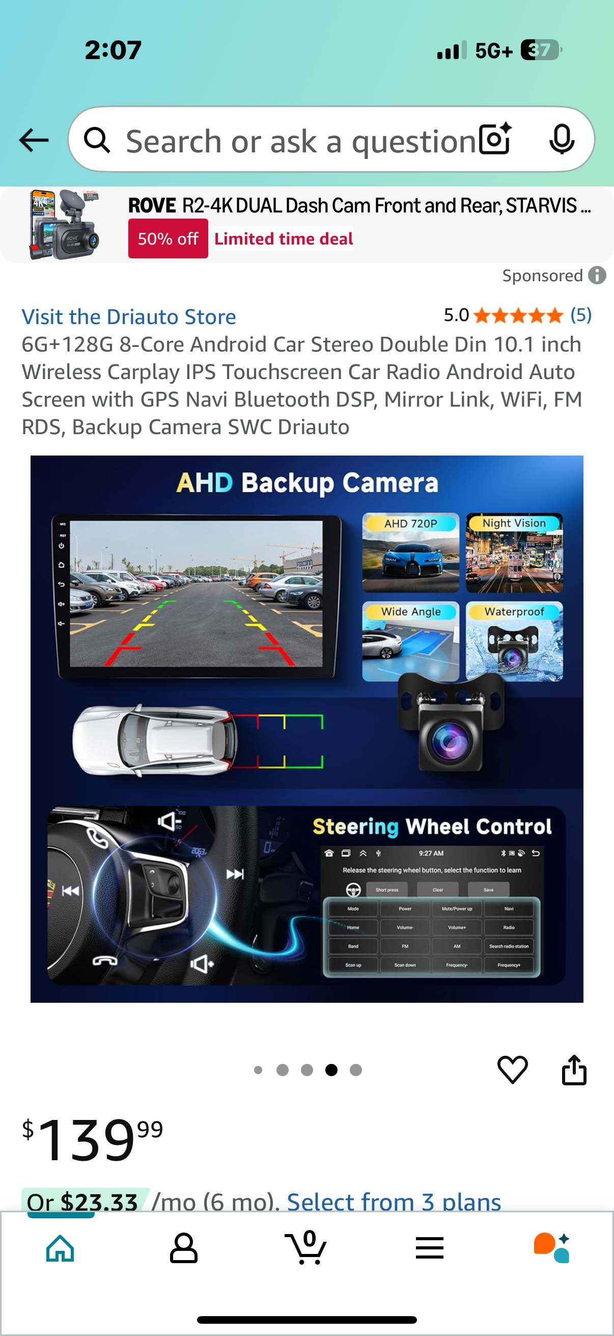 6G+128G 8-Core Android Car Stereo Double Din 10.1 inch Wireless Carplay IPS Touchscreen Car Radio Android Auto Screen with GPS Navi Bluetooth DSP, Mirror Link, WiFi, FM RDS, Backup Camera SWC Driauto