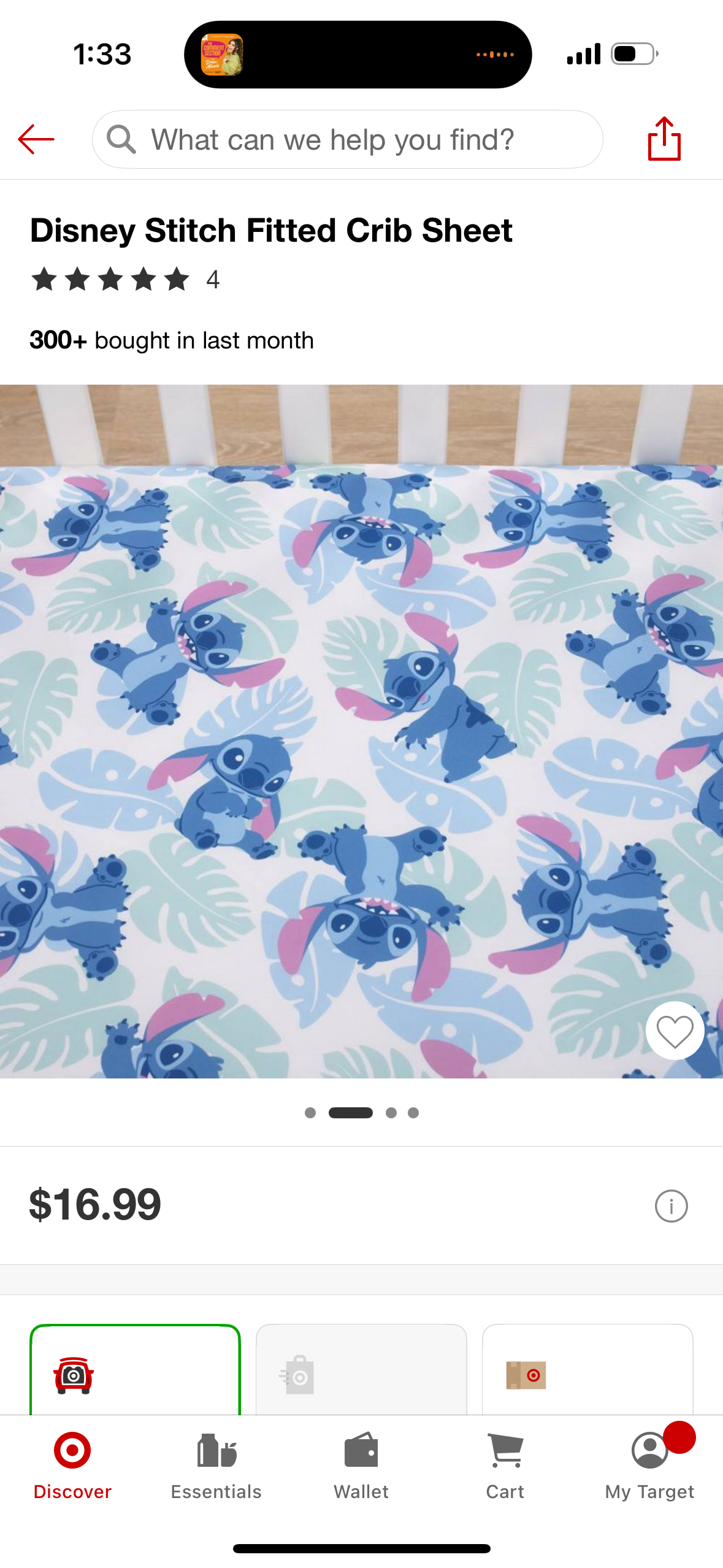 Disney Stitch Fitted Crib Sheet