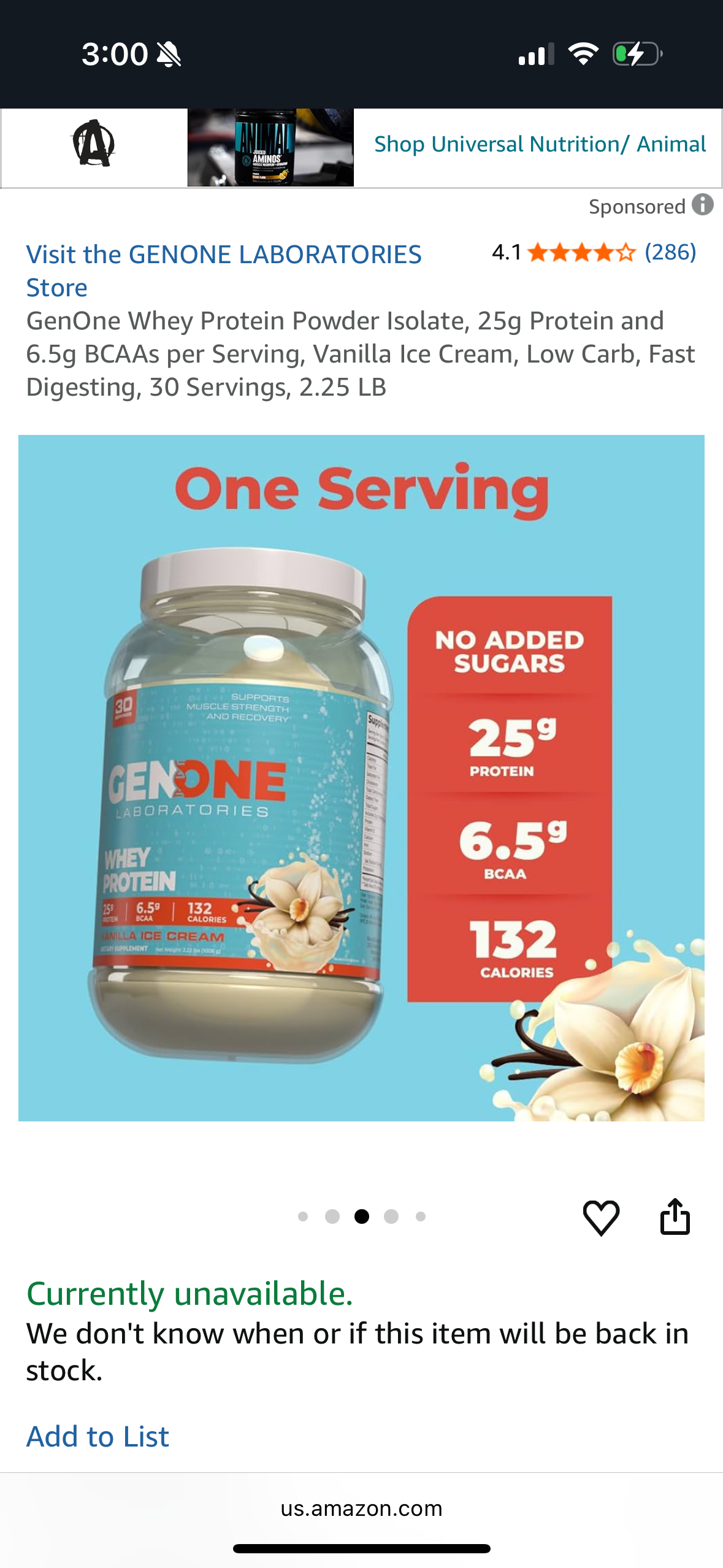 GenOne Whey Protein Powder Isolate, 25g Protein and 6.5g BCAAs per Serving, Low Carb, Fast Digesting, 30 Servings, 2.25 LB (Cinnamon Roll Flavor)