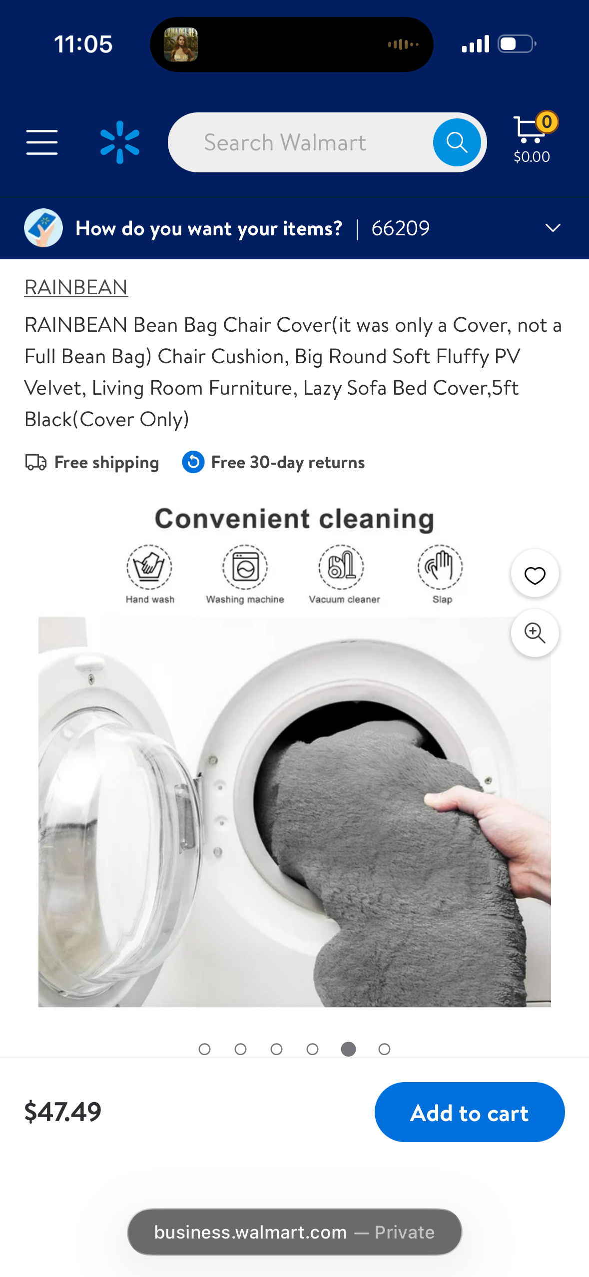 RAINBEAN Bean Bag Chair Cover (it was only a Cover, not a Full Bean Bag) Chair Cushion, Big Round Soft Fluffy PV Velvet, Living Room Furniture, Lazy Sofa Bed Cover,5ft Black (Cover Only)