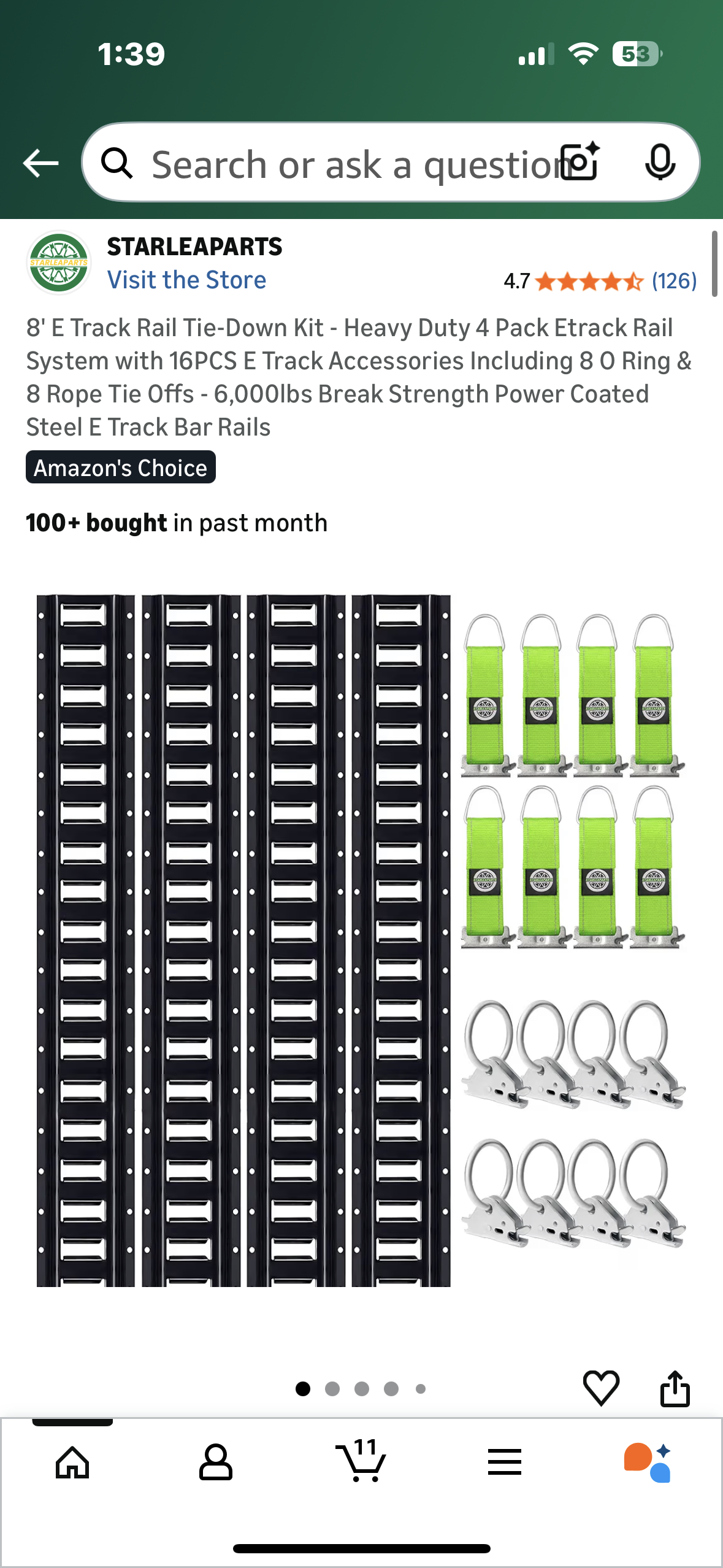 8' E Track Rail Tie-Down Kit - Heavy Duty 4 Pack Etrack Rail System with 16PCS E Track Accessories Including 8 O Ring & 8 Rope Tie Offs, 6,000lbs Break Strength (G898)