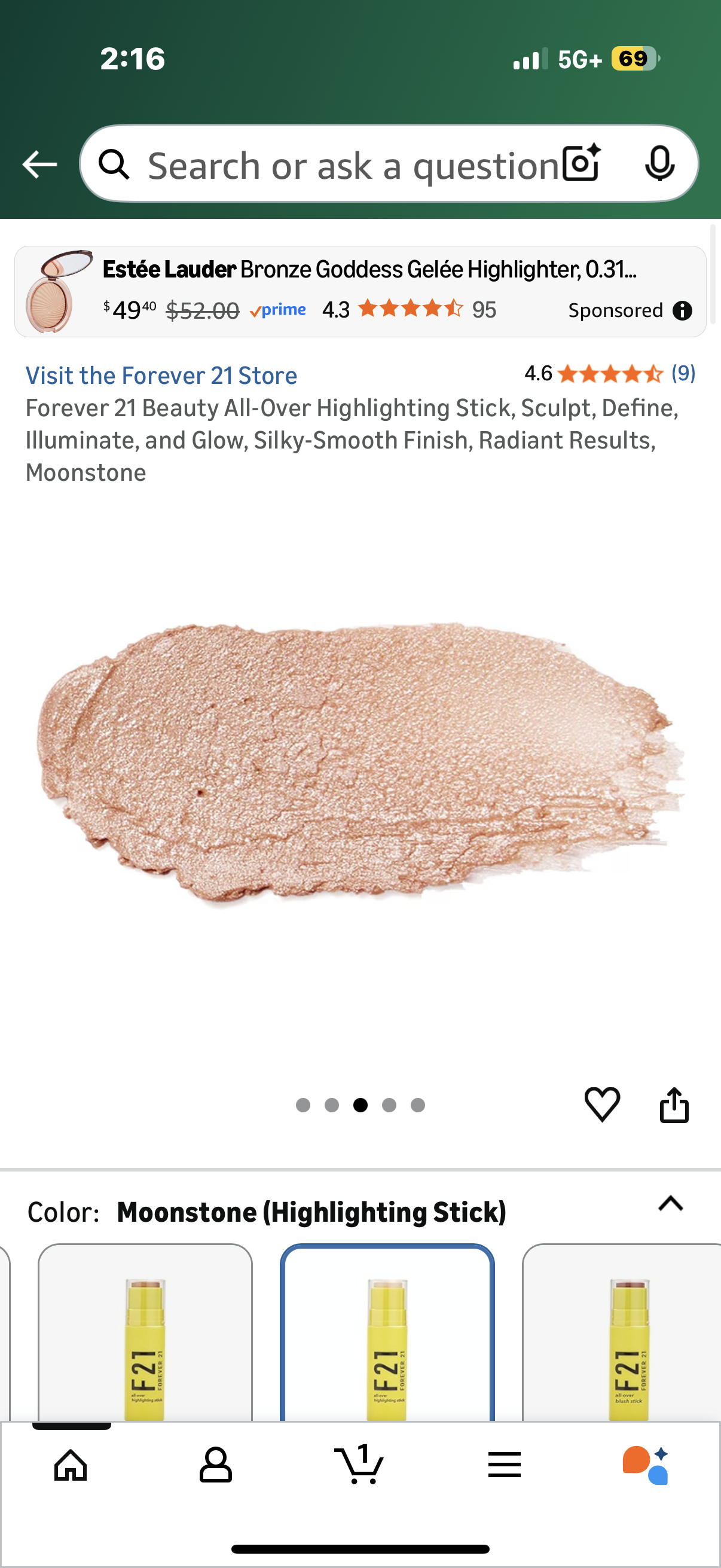 Forever 21 Beauty All-Over Highlighting Stick, Sculpt, Define, Illuminate, and Glow, Silky-Smooth Finish, Radiant Results, Moonstone