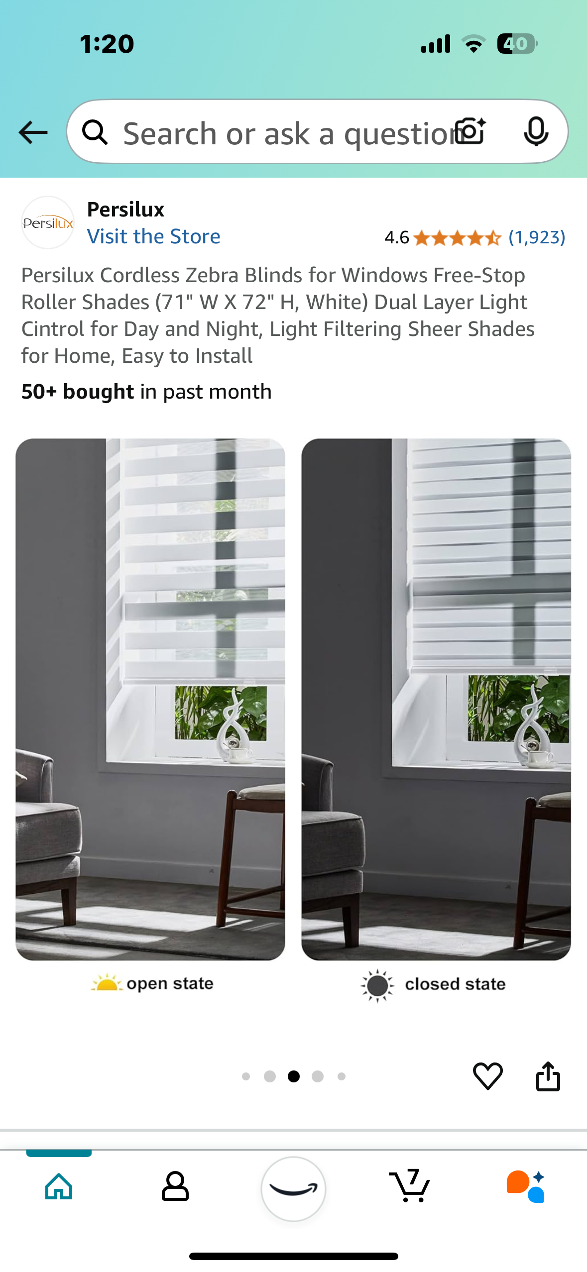 New - Zebra Blind 71" x 72" (L67)
