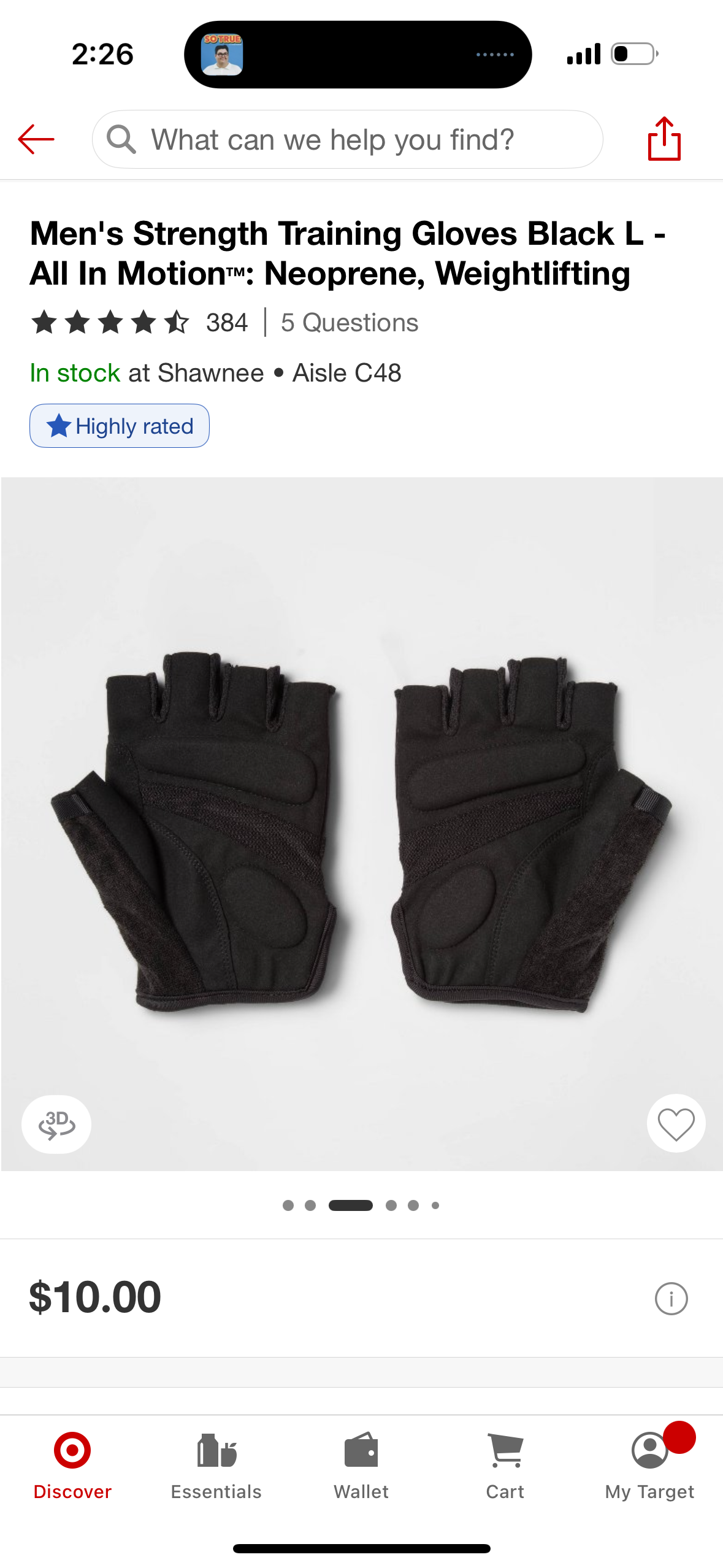 Men's Strength Training Gloves Black L - All In Motion™: Neoprene, Weightlifting