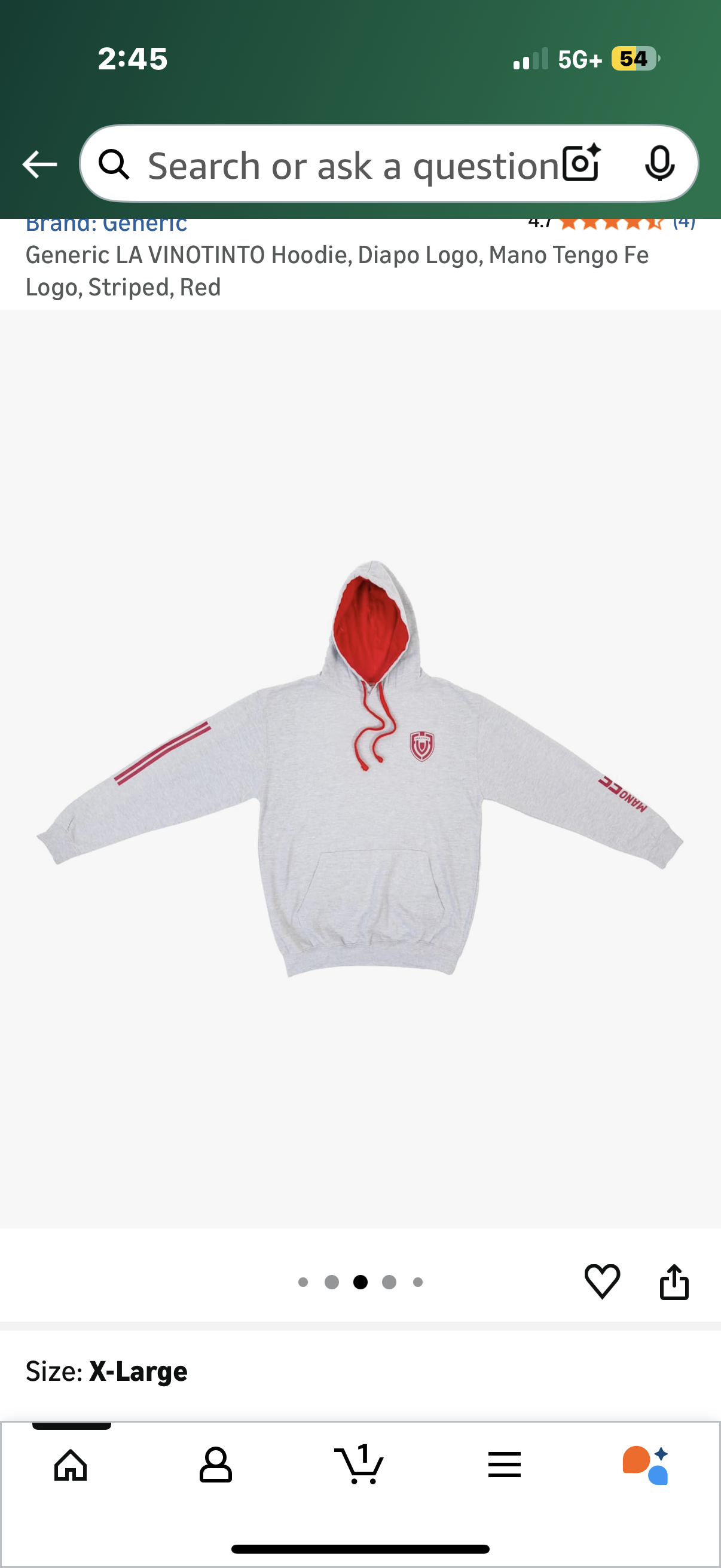 LA VINOTINTO Hoodie, Diapo Logo, Mano Tengo Fe Logo, Striped, Red (Size XL)