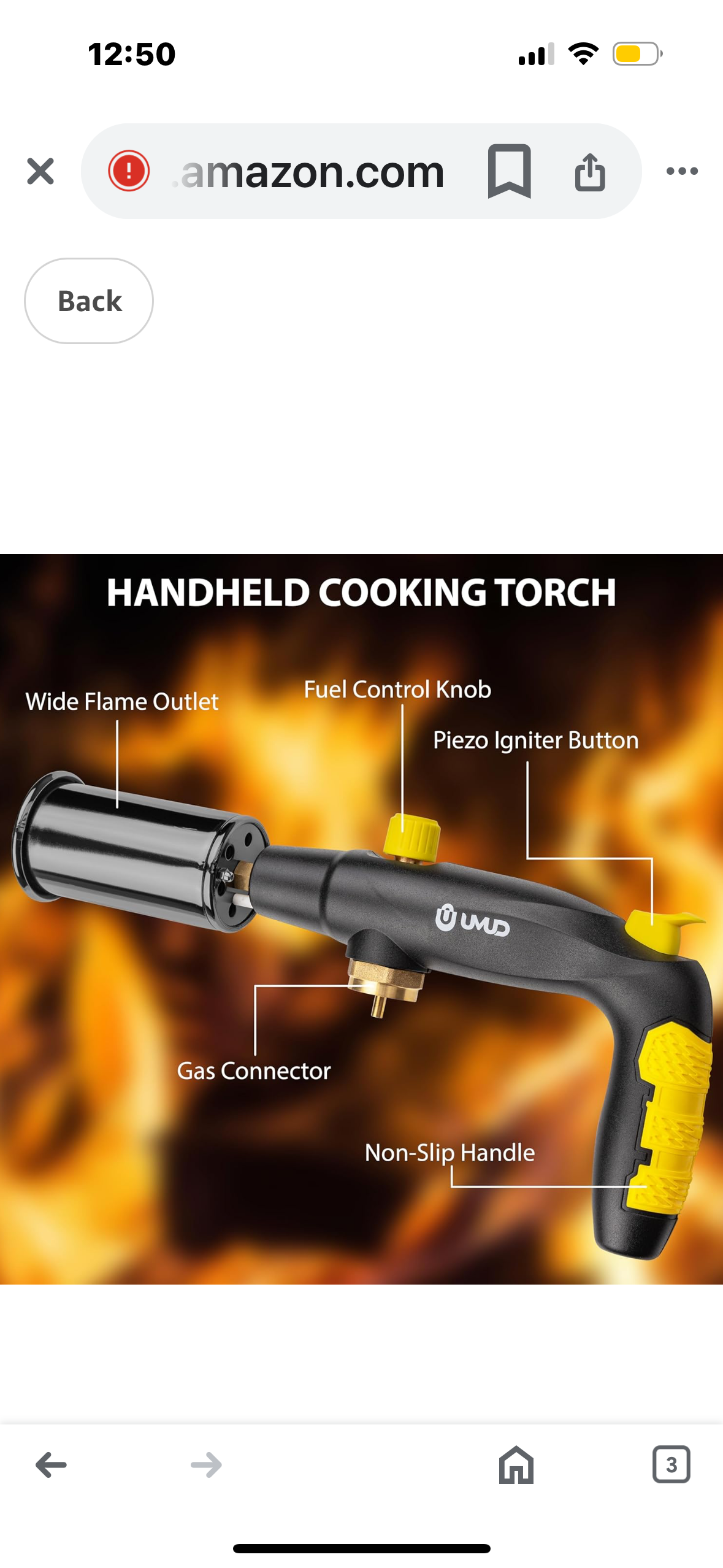 Powerful Cooking Torch, TBTEEK Sous Vide Propane Torch, Kitchen Culinary Grilling Torch Lighter for Searing Meat, Charcoal Lighter, BBQ and Campfire Starter (Tank Not Included)