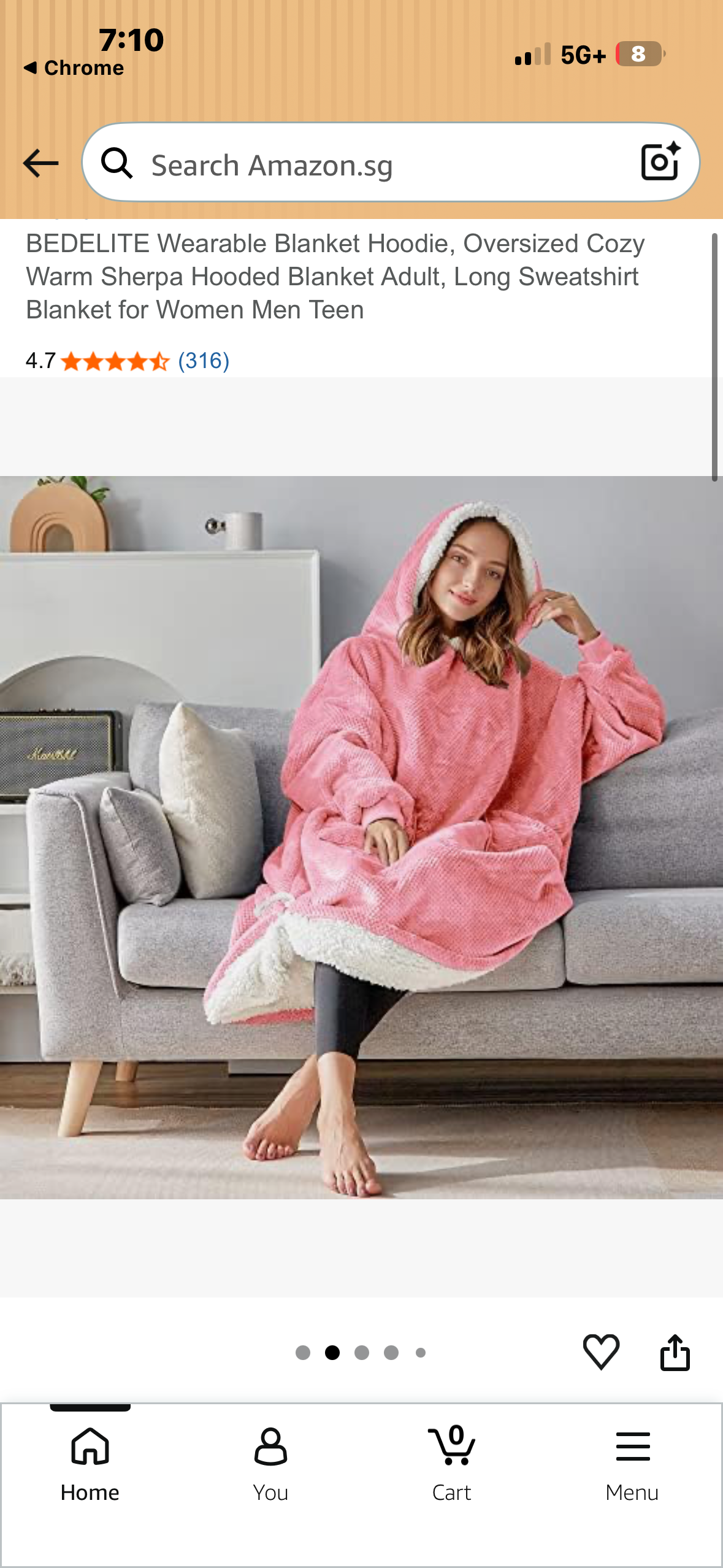 BEDELITE Wearable Blanket Hoodie, Oversized Cozy Warm Sherpa Hooded Blanket Adult, Long Sweatshirt Blanket, Pink