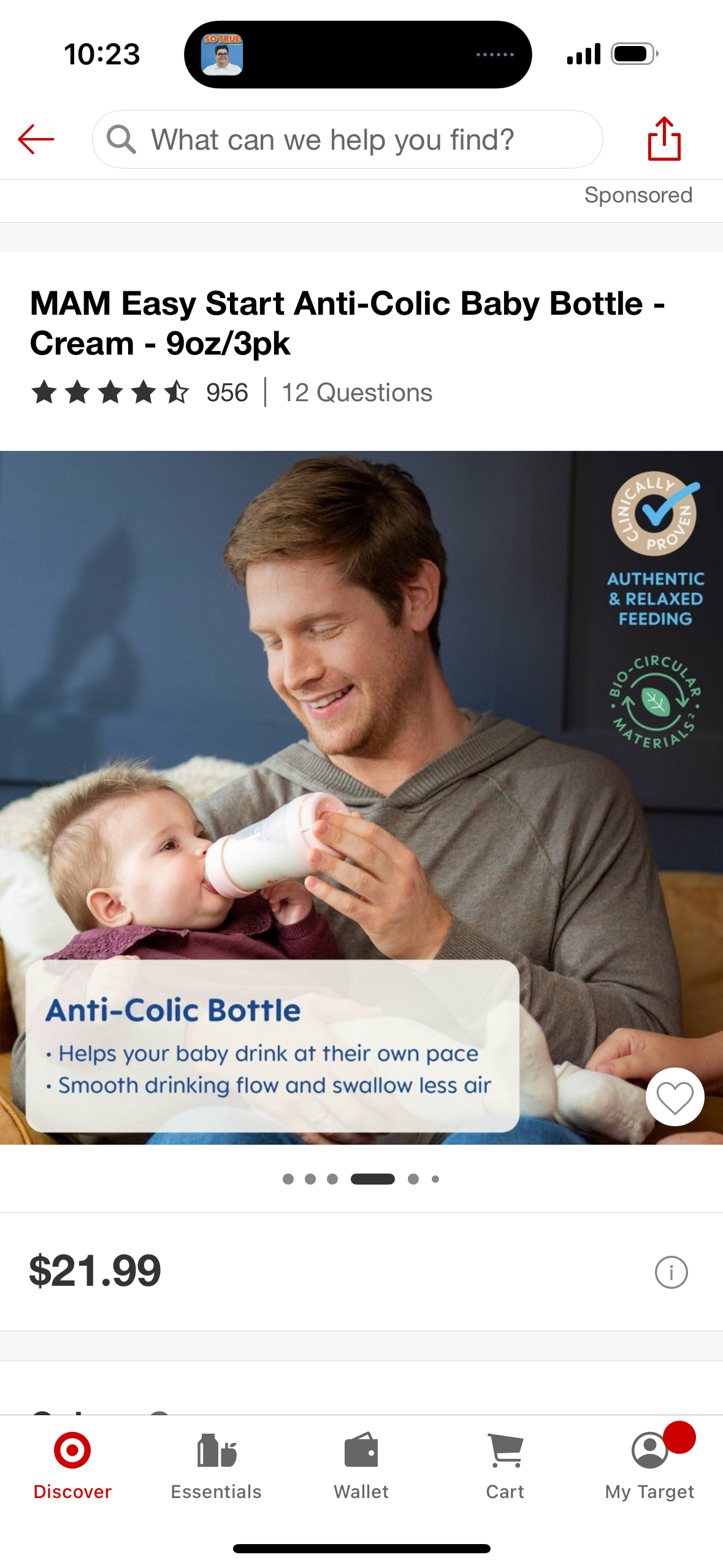 MAM Easy Start Anti-Colic Baby Bottle - Cream - 9oz/3pk