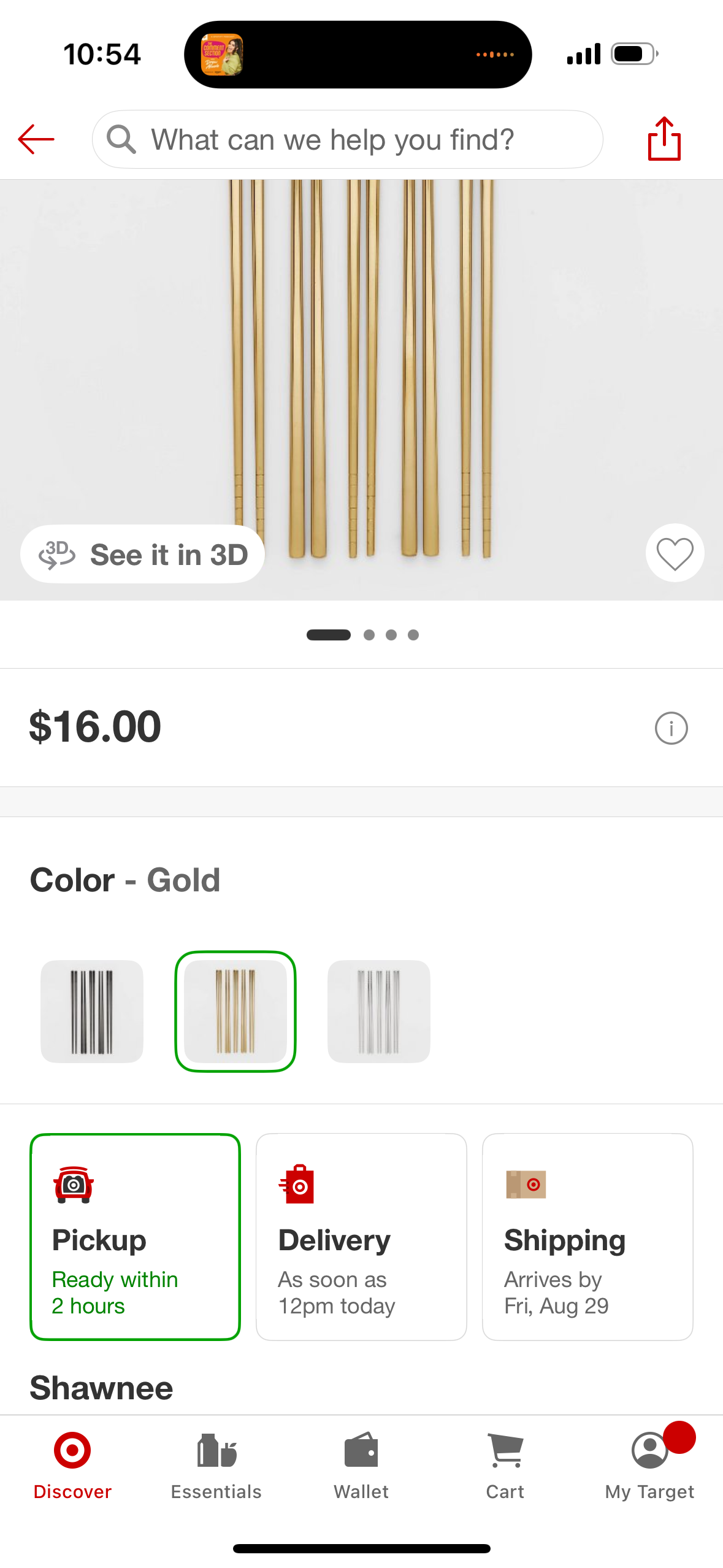 5pk Chopstick Set Gold - Threshold': Stainless Steel, Traditional Style, Reusable, Dishwasher-Safe, 9.25" Length