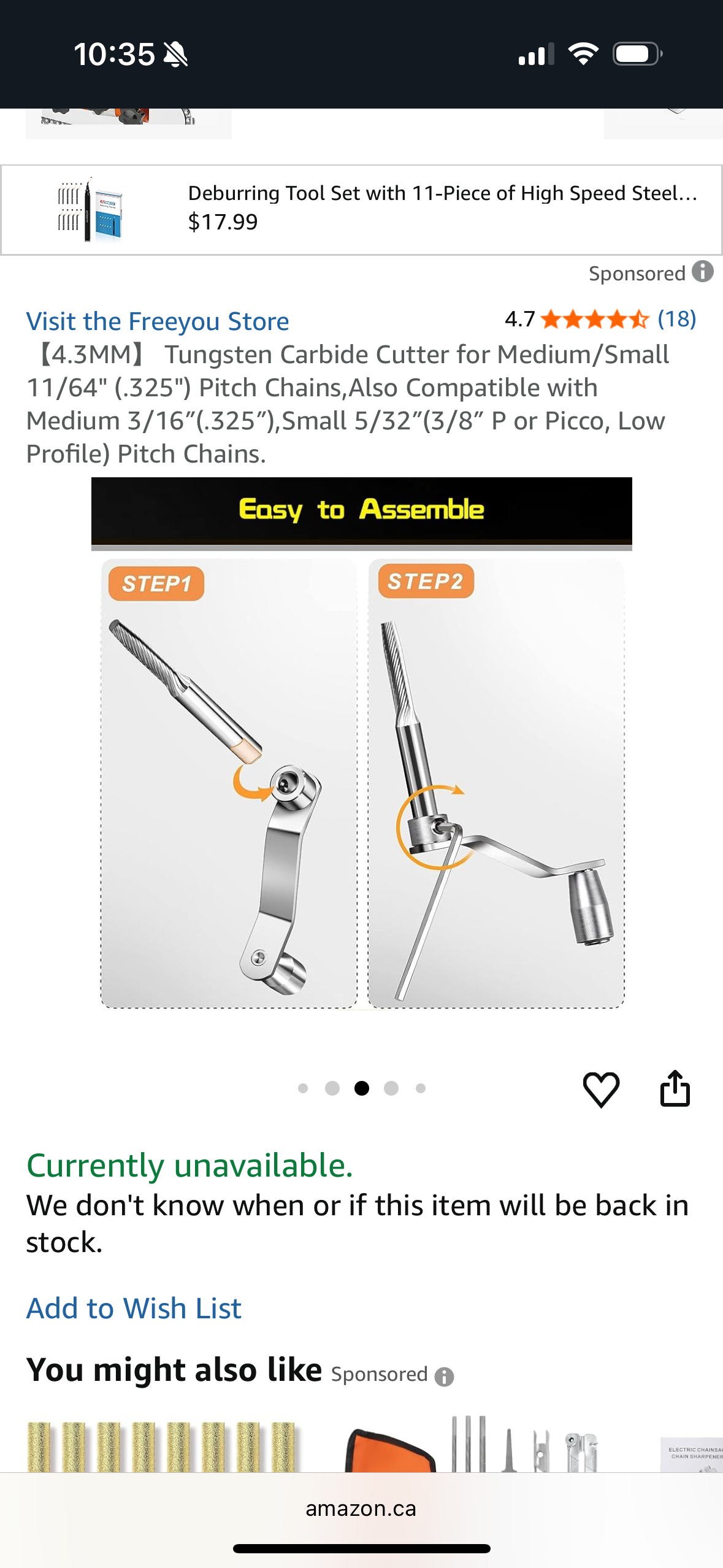 Freeyou 【4.3MM】 Tungsten Carbide Cutter for Medium/Small 11/64" (.325"),Also Compatible with Small 5/32″(3/8″ P or Picco,Low Profile),Medium 3/16″(.325″),Extra Small 1/8 (1/4″) Pitch Chains.