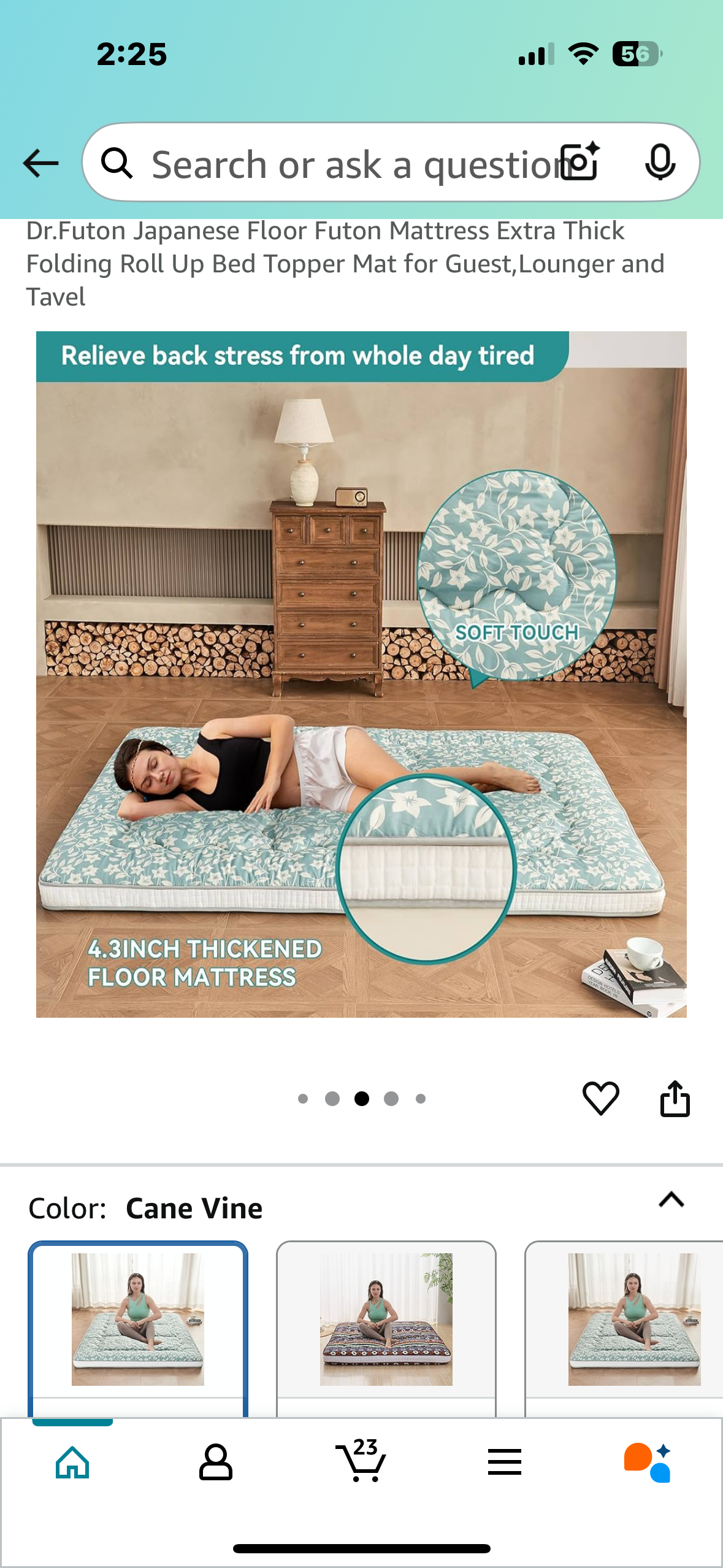 Japanese Floor Futon Mattress, Queen Size, Extra Thick Folding Roll Up Bed Topper Mat for Guest, Lounger and Travel (B1041)
