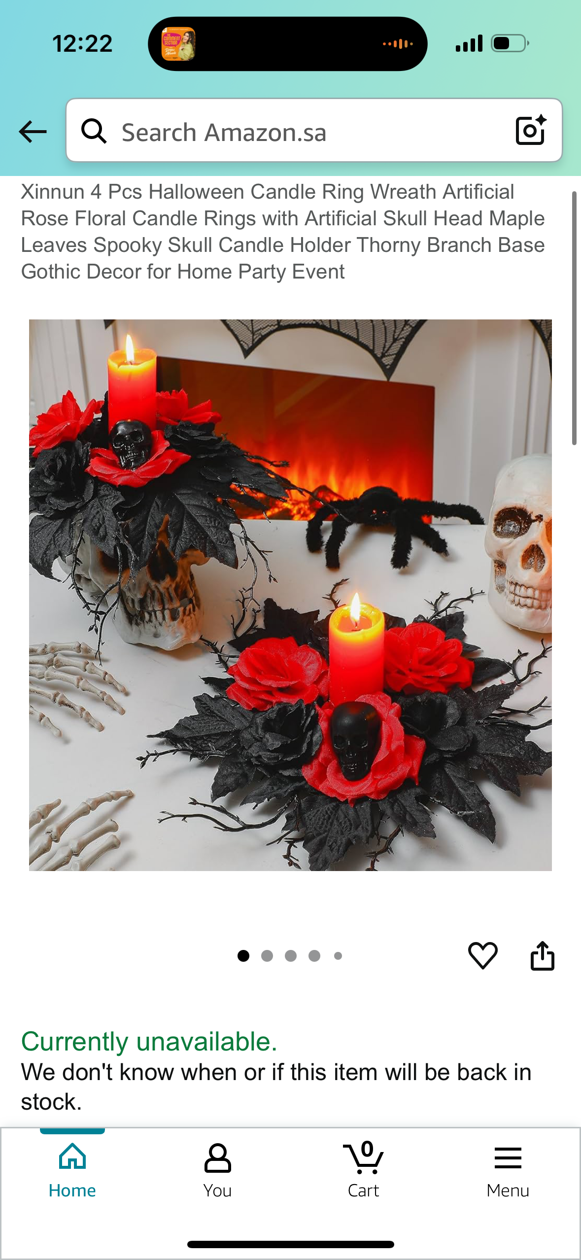 Xinnun 4 Pcs Halloween Candle Ring Wreath Artificial Rose Floral Candle Rings with Artificial Skull Head Maple Leaves Spooky Skull Candle Holder Thorny Branch Base Gothic Decor for Home Party Event