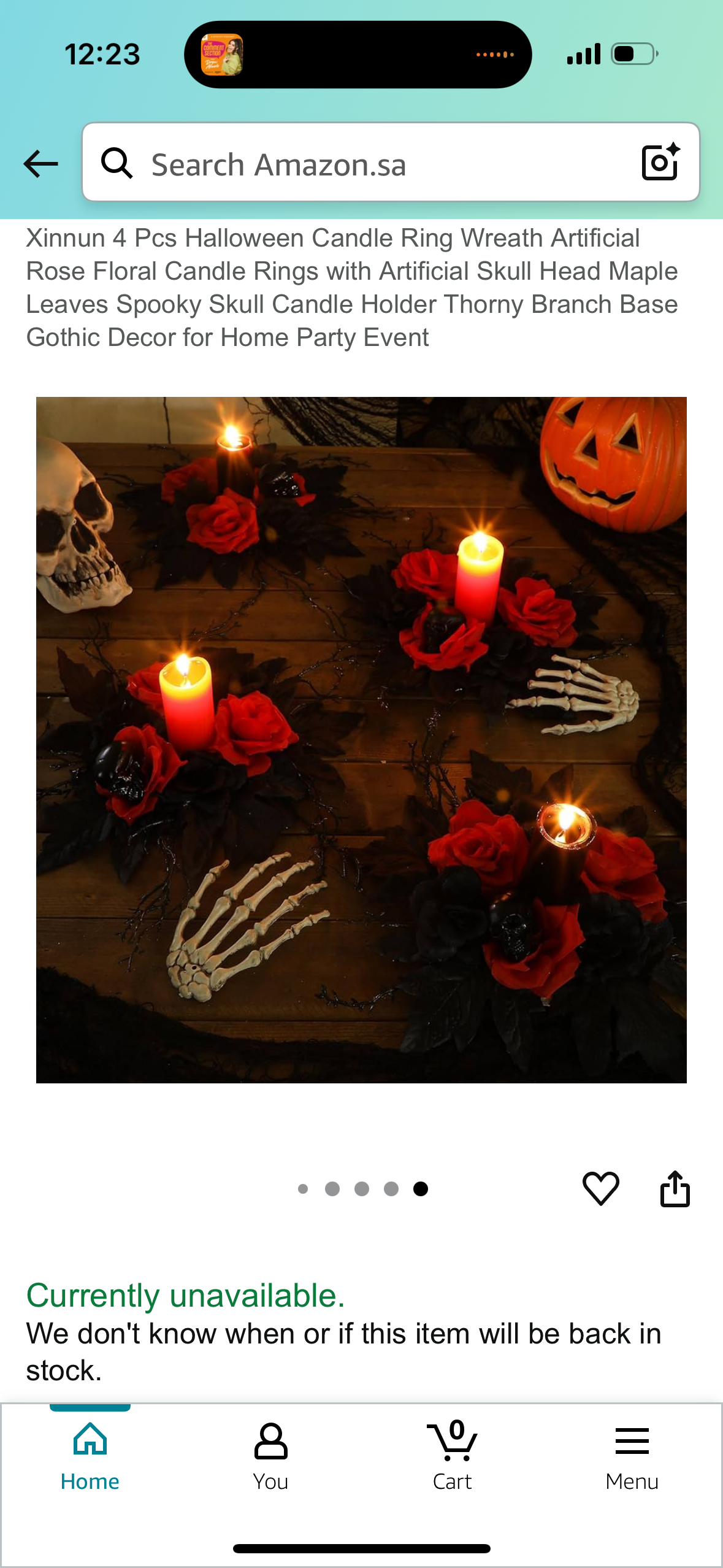 Xinnun 4 Pcs Halloween Candle Ring Wreath Artificial Rose Floral Candle Rings with Artificial Skull Head Maple Leaves Spooky Skull Candle Holder Thorny Branch Base Gothic Decor for Home Party Event