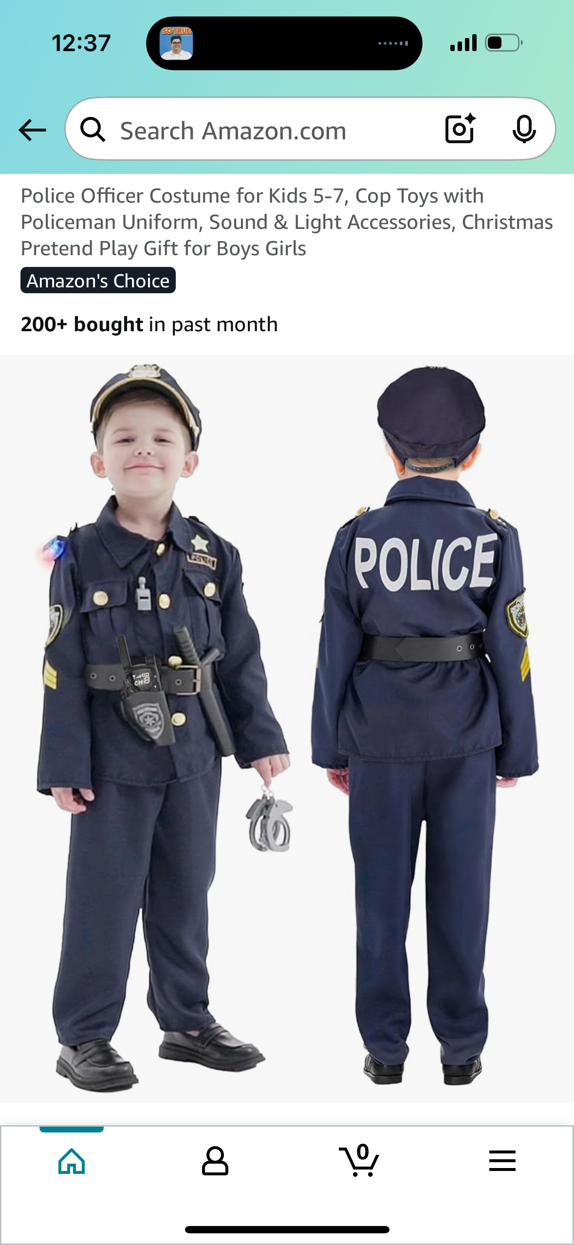 Police Officer Costume for Kids 5-7, Cop Toys with Policeman Uniform, Sound & Light Accessories (Size 5T-7T)