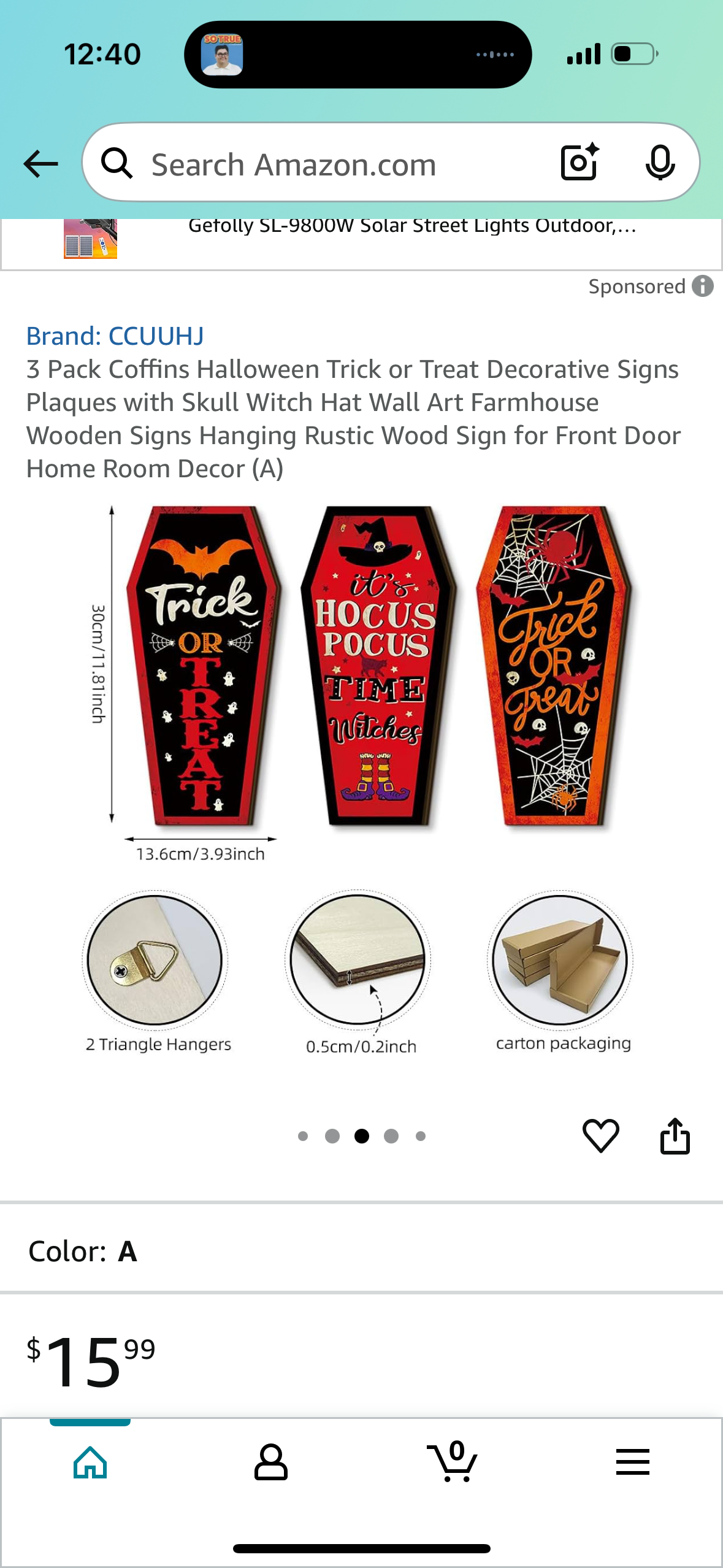 3 Pack Coffins Halloween Plaques Decorative Wood Sign