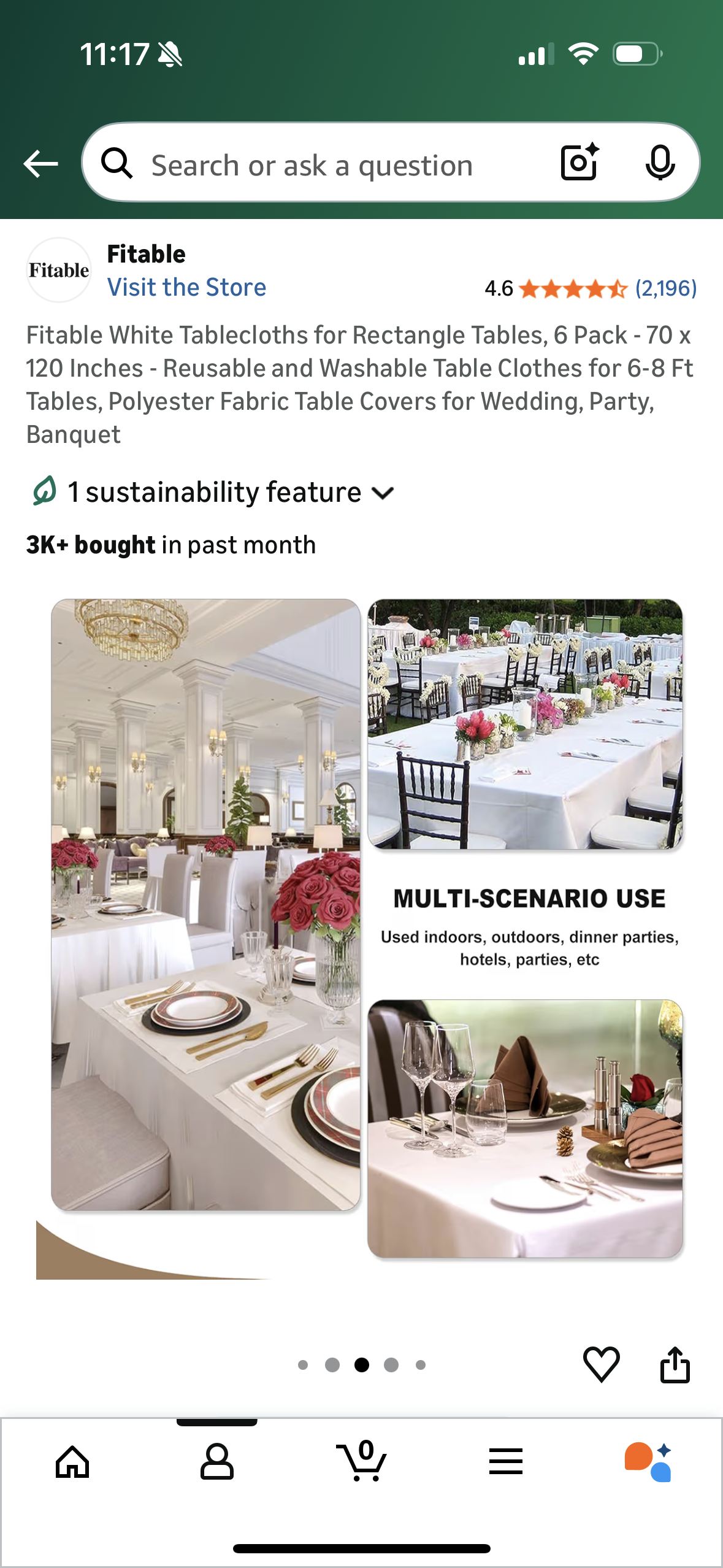 Fitable White Tablecloths for Rectangle Tables, 6 Pack - 70 x 120 Inches - Reusable and Washable Table Clothes for 6-8 Ft Tables, Polyester Fabric Table Covers for Wedding, Party, Banquet