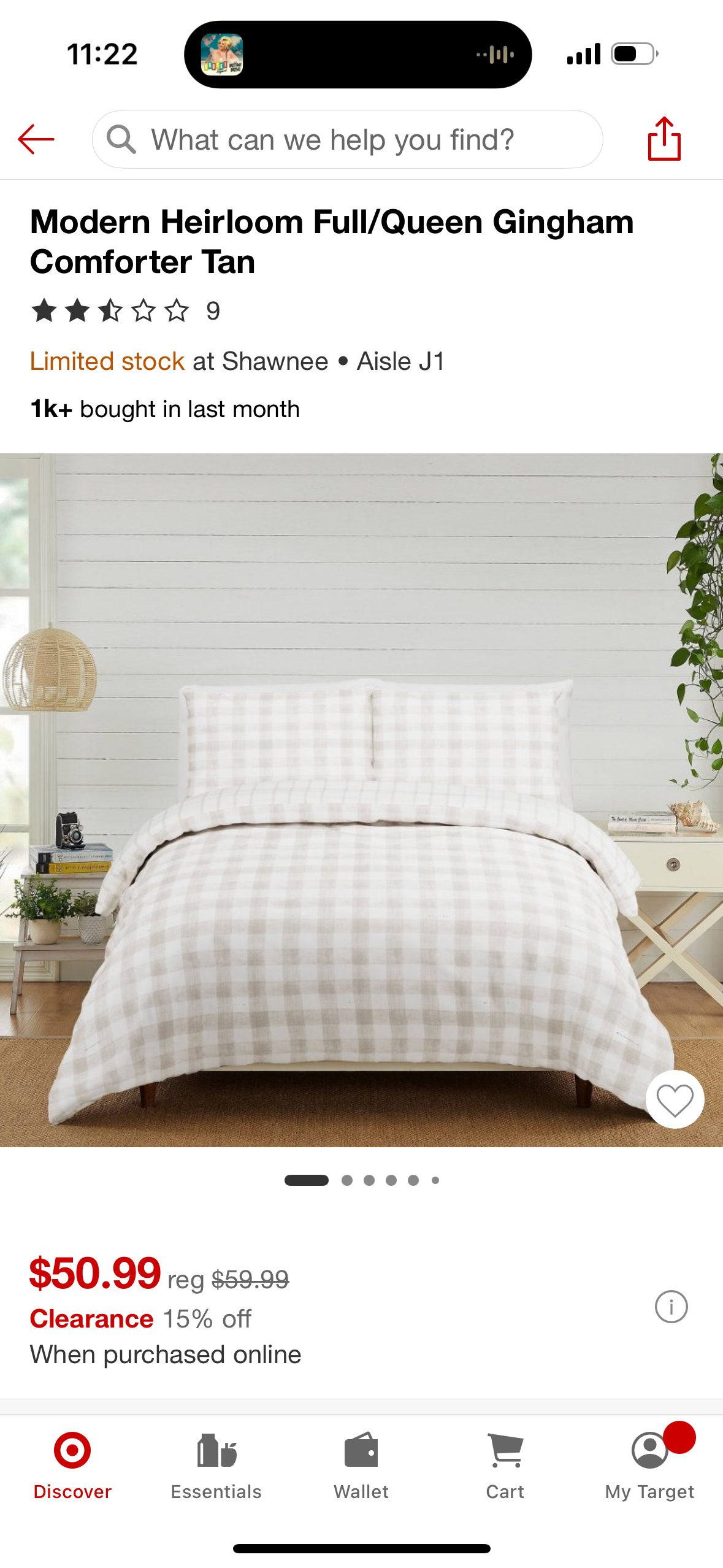 Modern Heirloom Full/Queen Gingham Comforter Tan with Pillow Cases