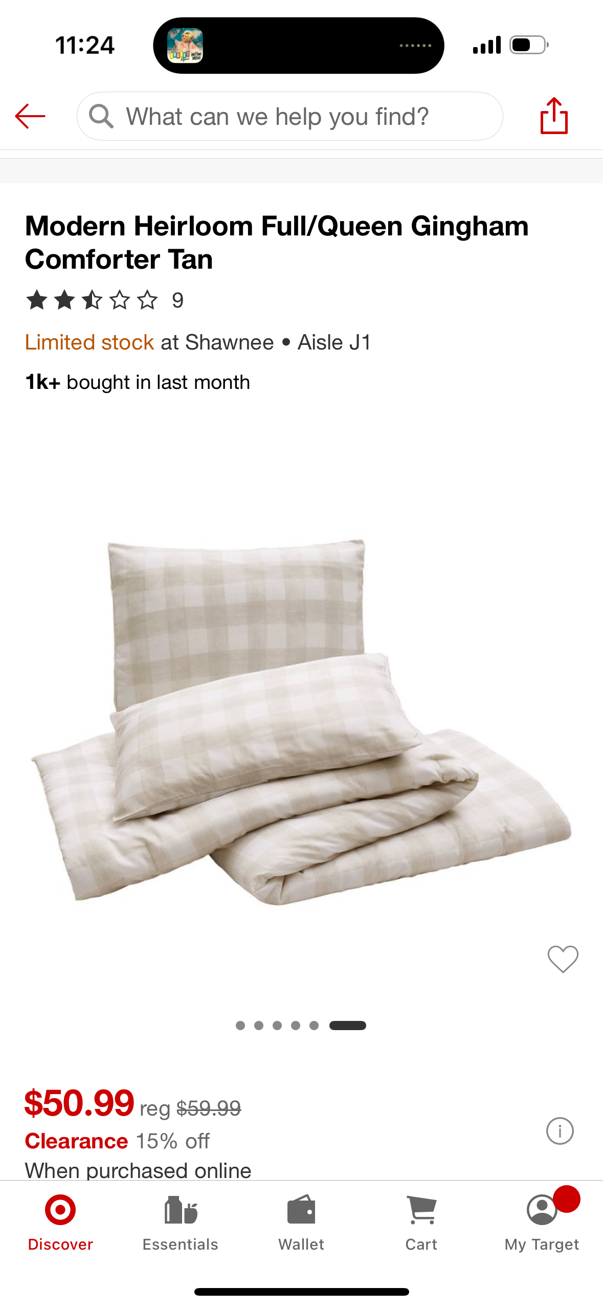 Modern Heirloom Full/Queen Gingham Comforter Tan with Pillow Cases