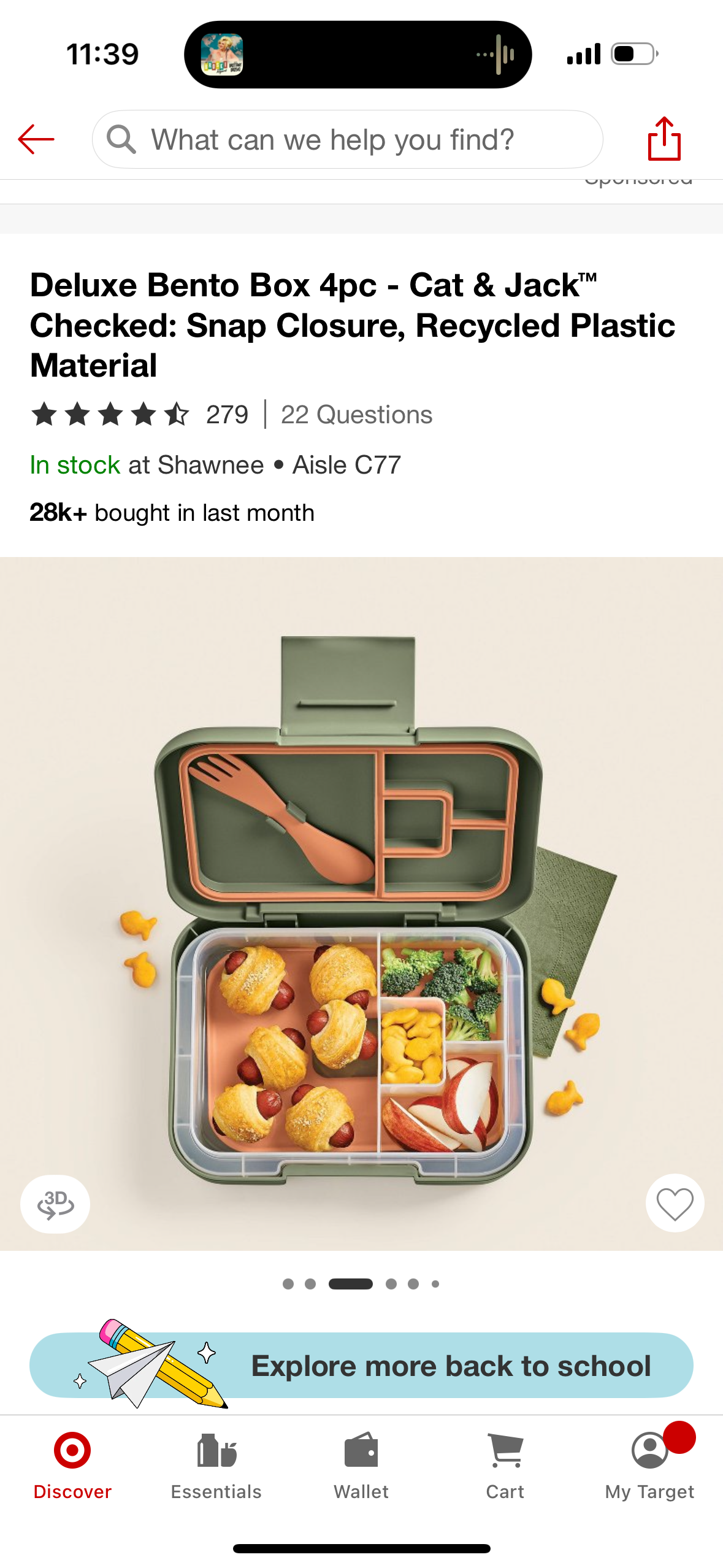 Deluxe Bento Box 4pc - Cat & Jack™ Checked: Snap Closure, Recycled Plastic Material