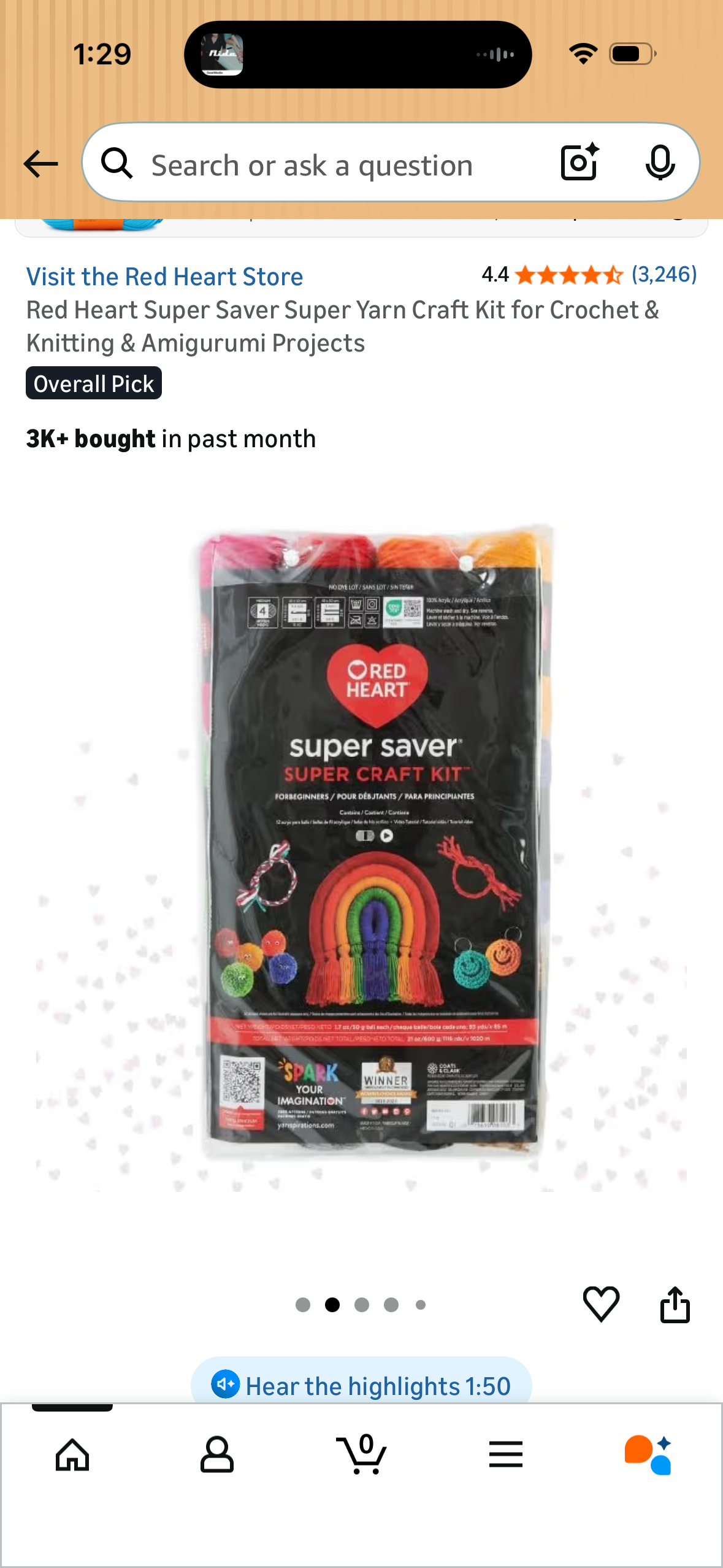 Red Heart Super Saver Super Yarn Craft Kit for Crochet & Knitting & Amigurumi Projects