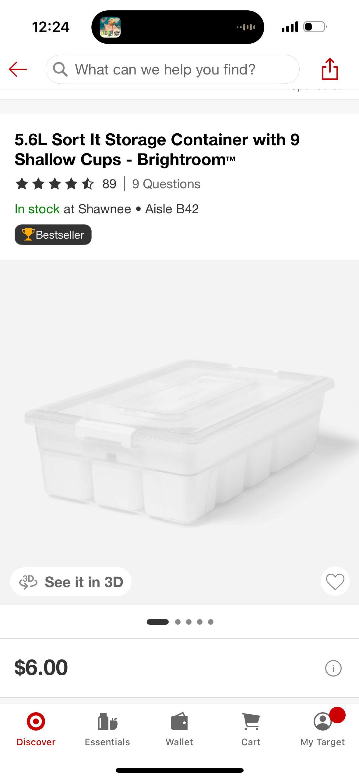 5.6L Sort It Storage Container with 9 Shallow Cups - Brightroom™