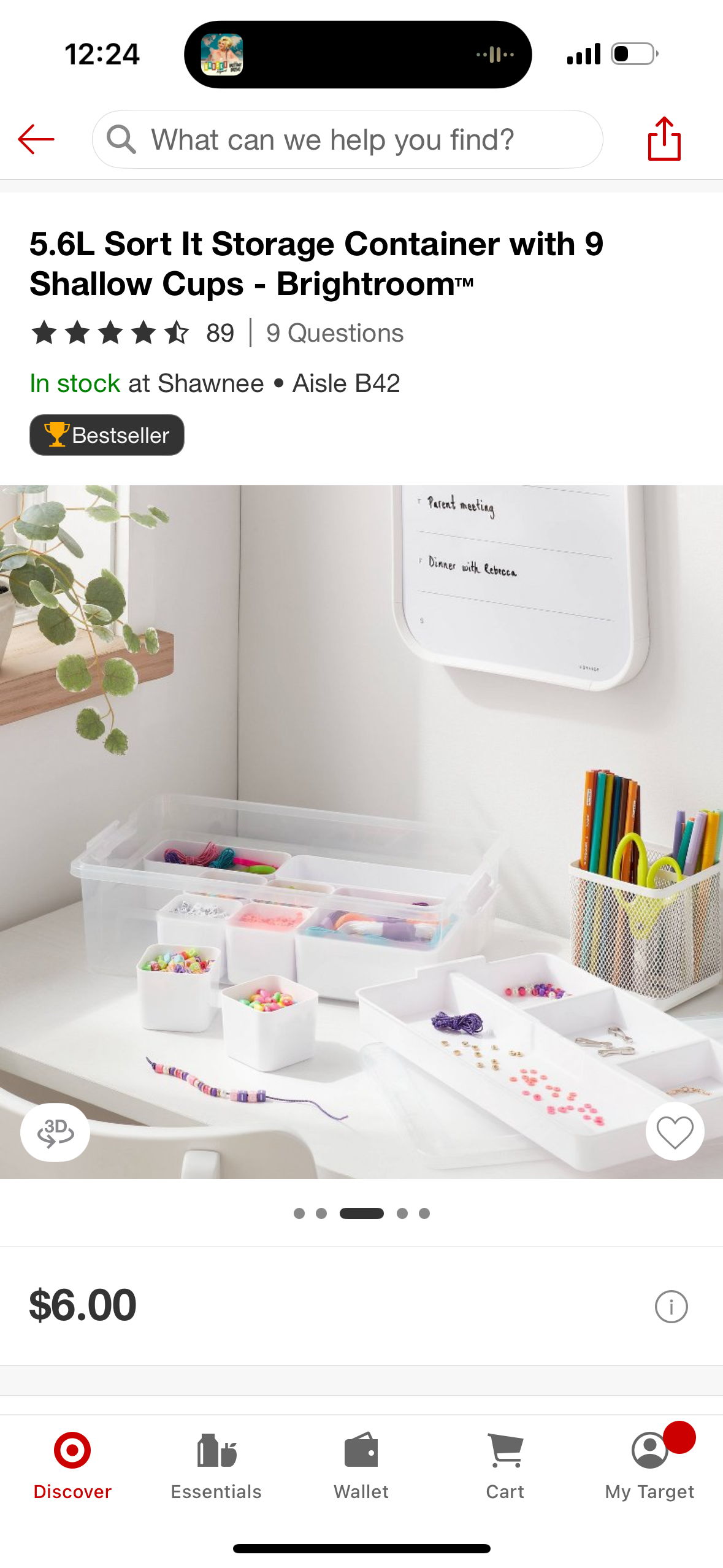 5.6L Sort It Storage Container with 9 Shallow Cups - Brightroom™