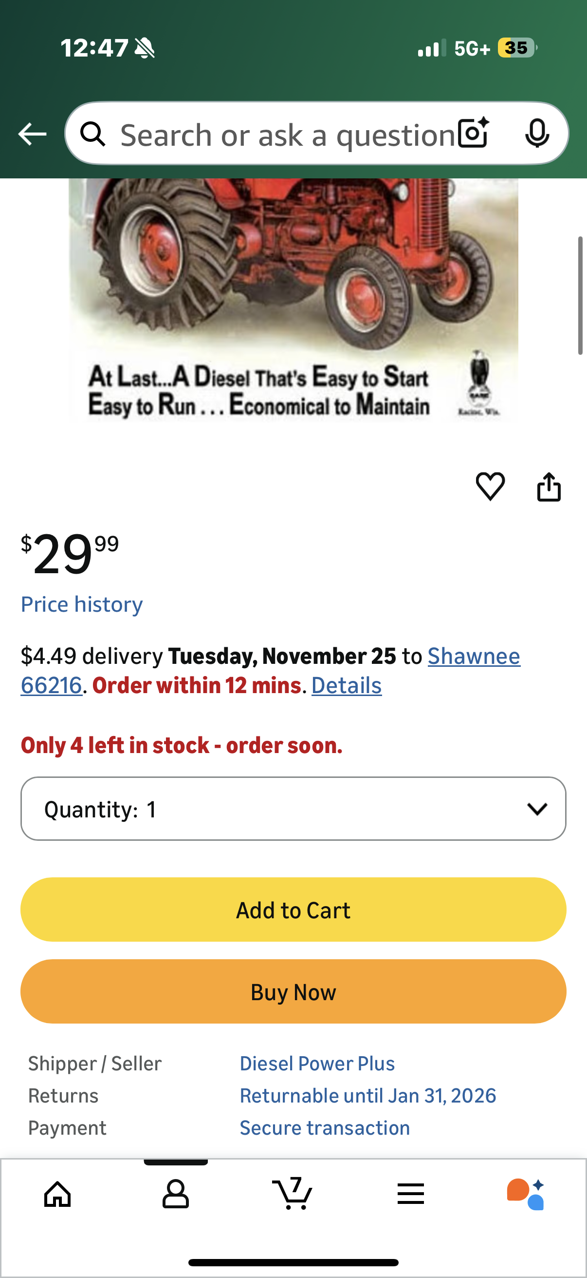 Case 500 Diesel Tractor Tin Sign 13 x 16in