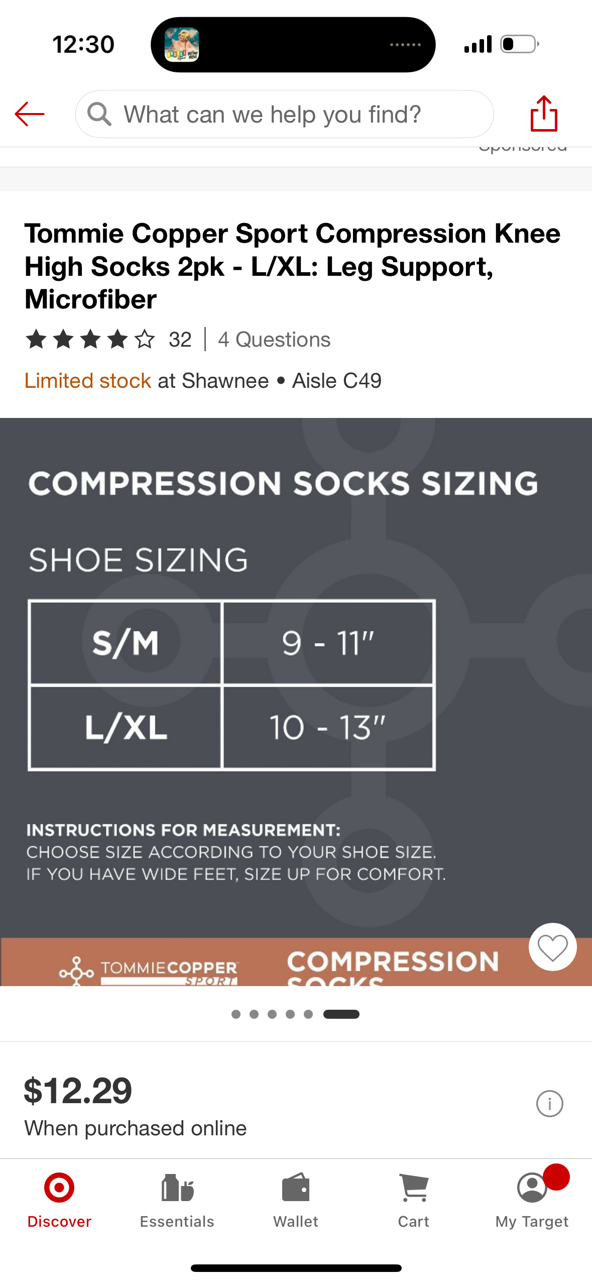 Tommie Copper Sport Compression Knee High Socks 2pk - L/XL: Leg Support, Microfiber