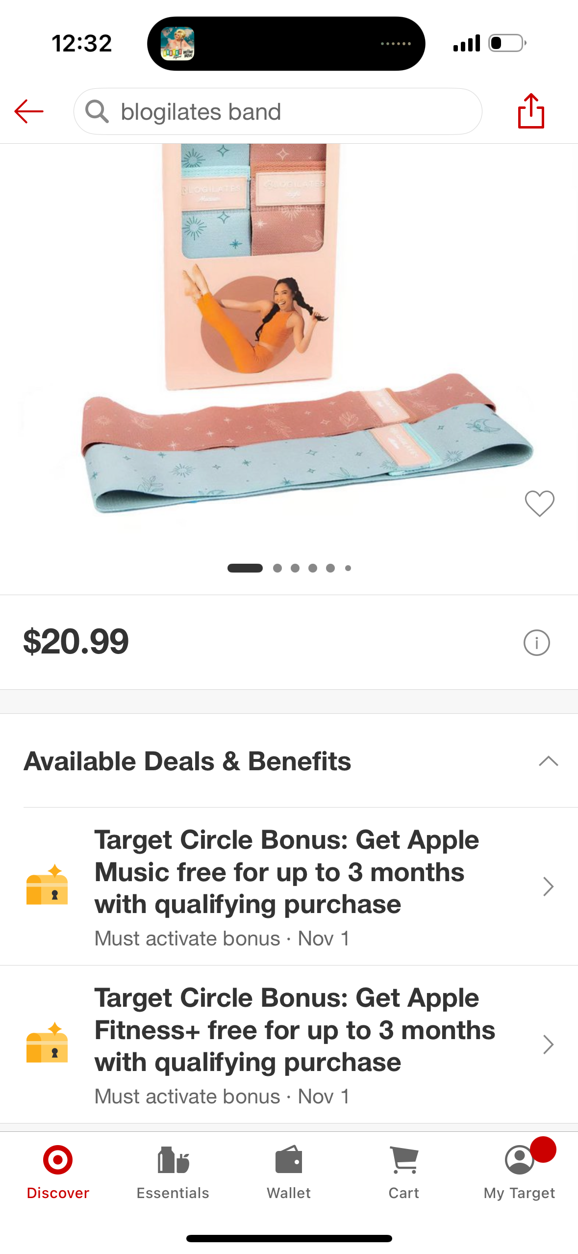 Blogilates Booty Resistance Bands 2pk - Peach Orange/Blue: Elastic Medium & Light Flat Bands