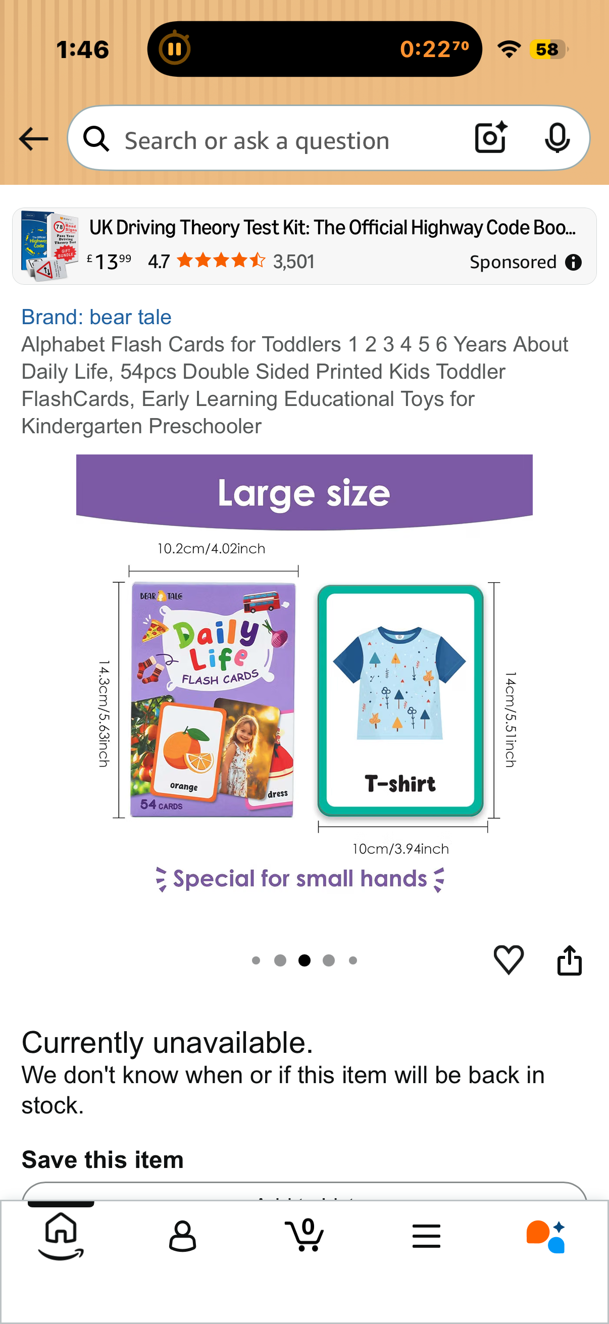 Alphabet Flash Cards for Toddlers 1 2 3 4 5 6 Years About Daily Life, 54pcs Double Sided Printed Kids Toddler FlashCards, Early Learning Educational Toys for Kindergarten Preschooler