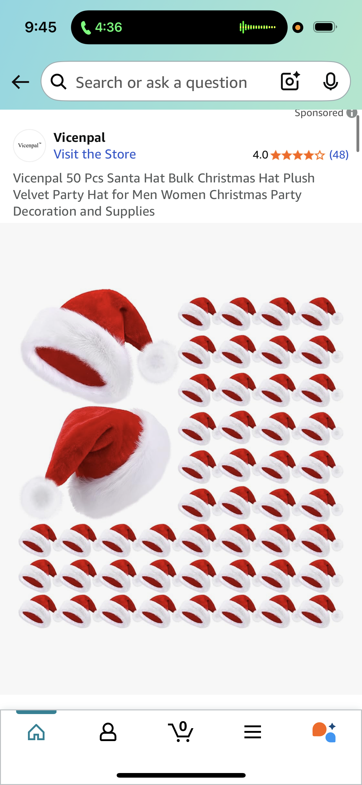 Vicenpal 50 Pcs Santa Hat Bulk Christmas Hat Plush Velvet Party Hat for Men Women Christmas Party Decoration and Supplies