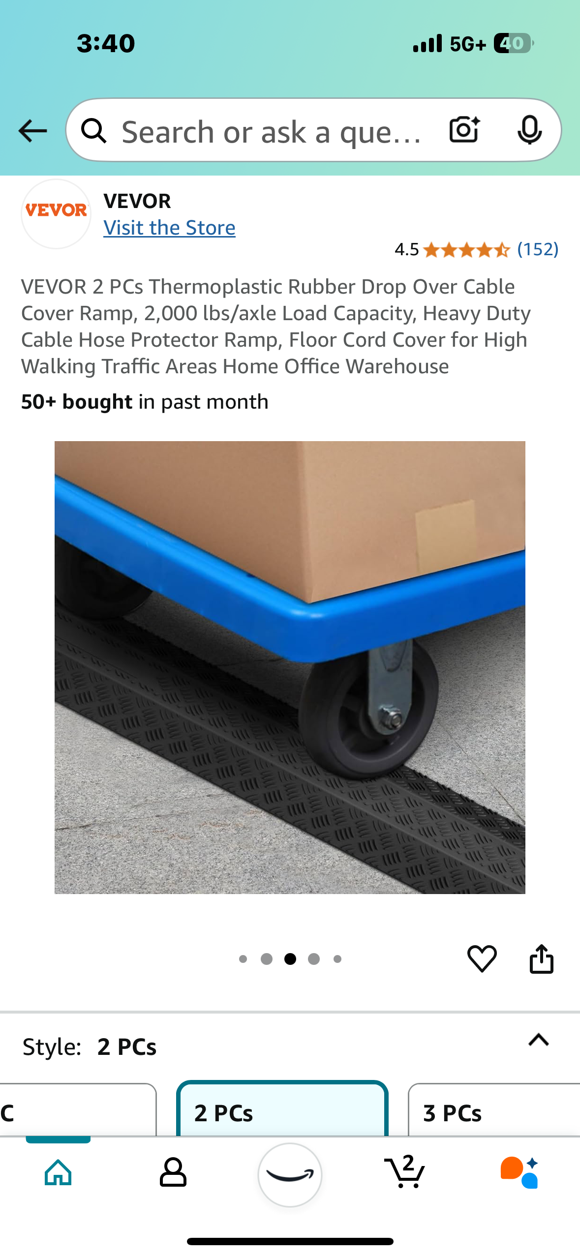 New - 2-Pack Rubber Cable Protector Ramp (G625)