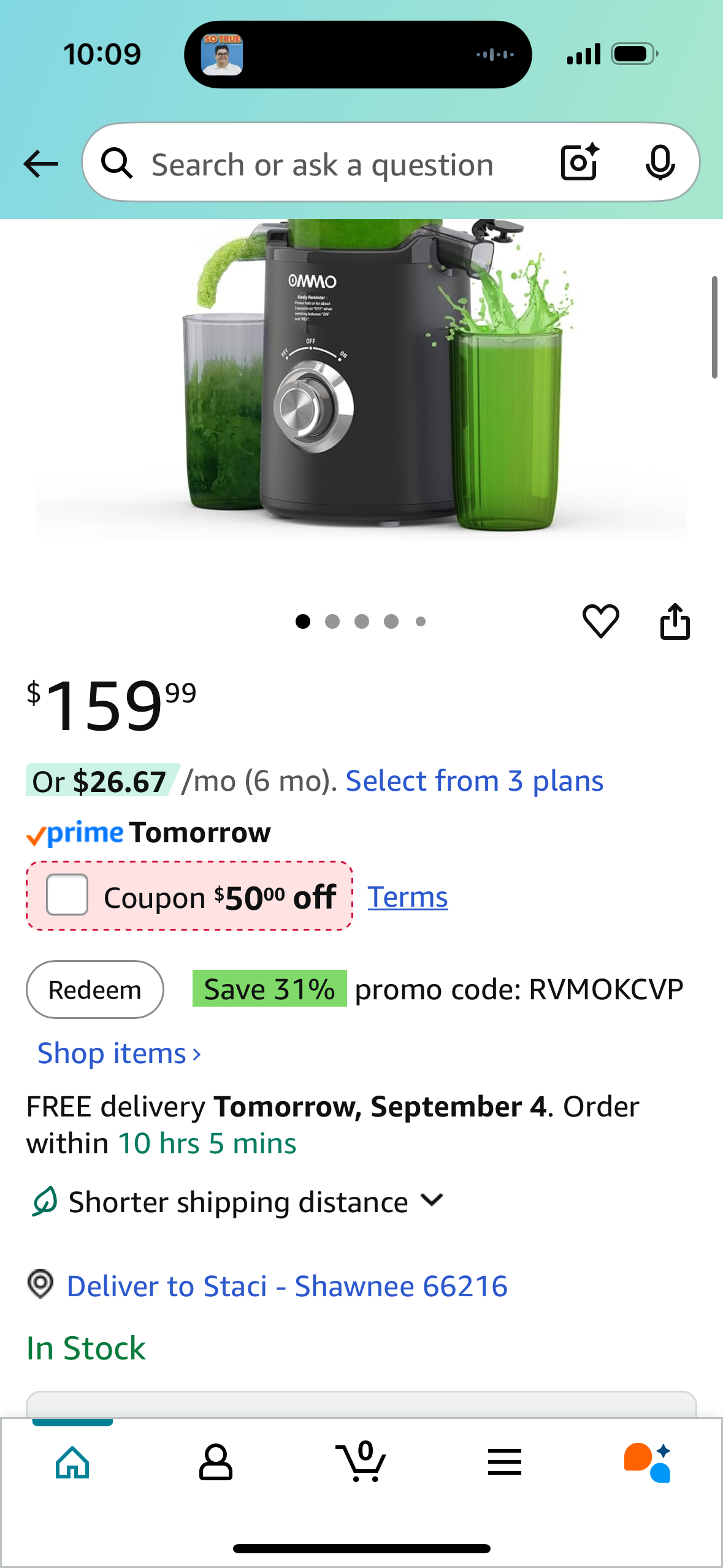 OMMO 6'' Large Cold Press Juicer, BPA Free Juice Extractor with Beep Install Check, Reverse Anti-Jam, High Juice Yield, Safety Stop Lid, Easy to Clean, Slow Juicer for Healthy Living/Fitness