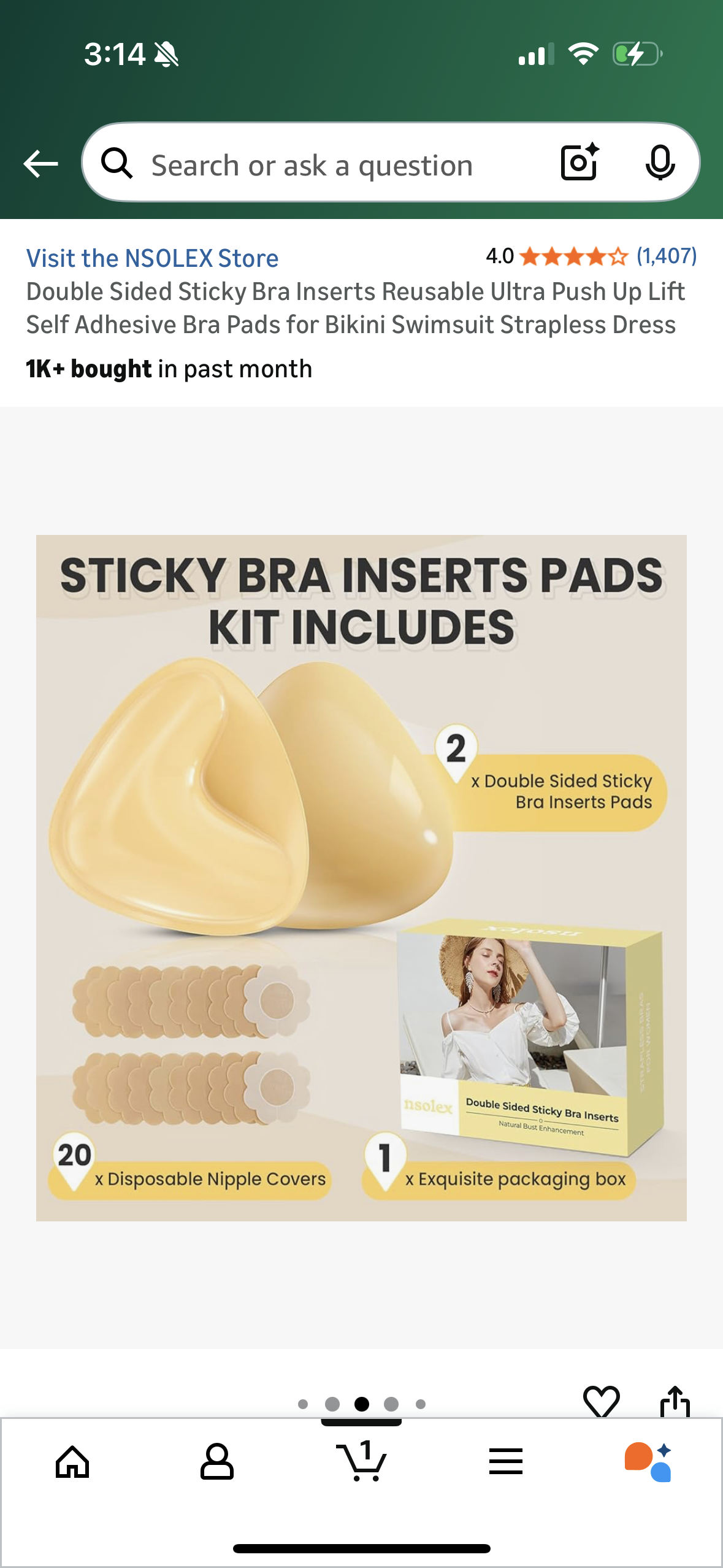 Double Sided Sticky Bra Inserts Reusable Ultra Push Up Lift Self Adhesive Bra Pads for Bikini Swimsuit Strapless Dress (Size Small/B Cup) (Copy)