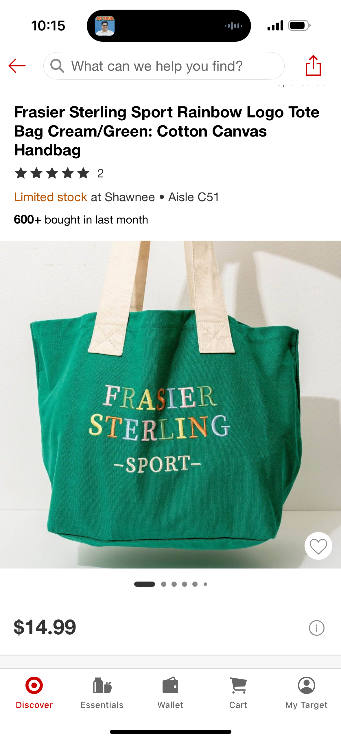 Frasier Sterling Sport Rainbow Logo Tote Bag Cream/Green: Cotton Canvas
Handbag