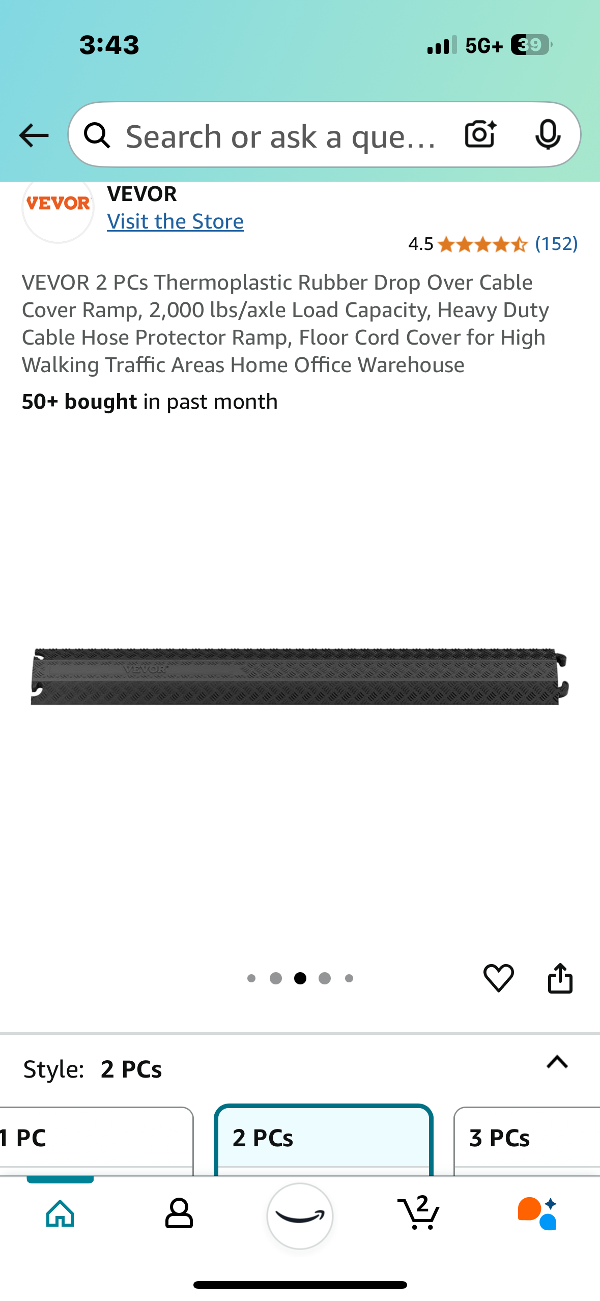 New - 2-Pack Rubber Cable Protector Ramp (G625)