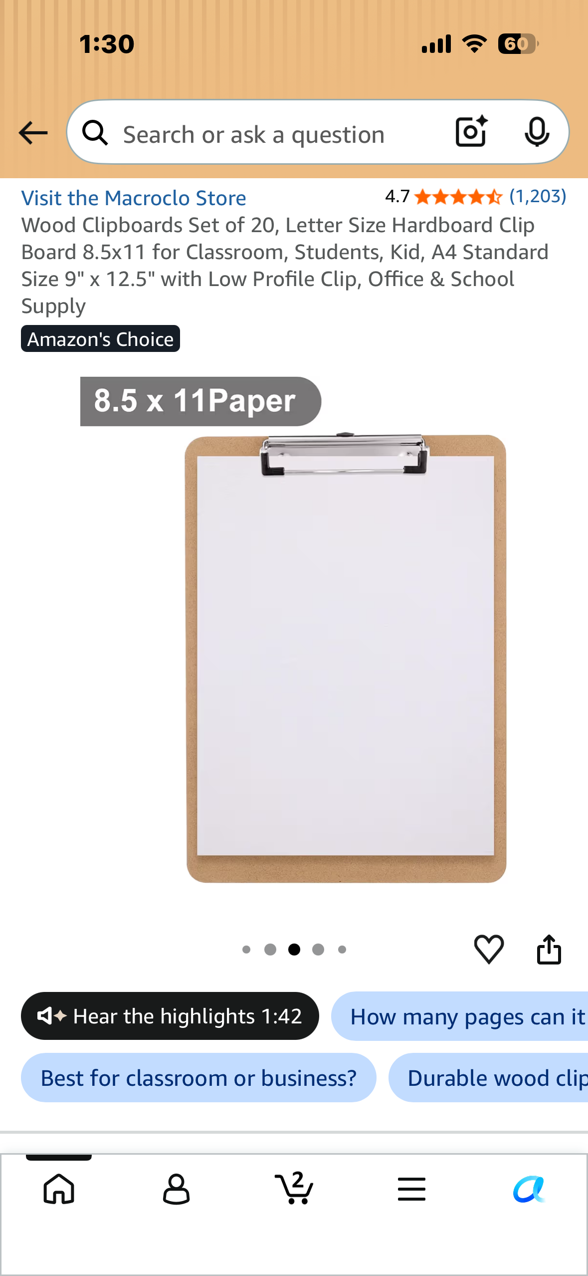 Set of 20 Wood Clipboards, Letter Size Hardboard Clip Board, Standard Size 9" x 12.5" with Low Profile Clip, Office & School Supply