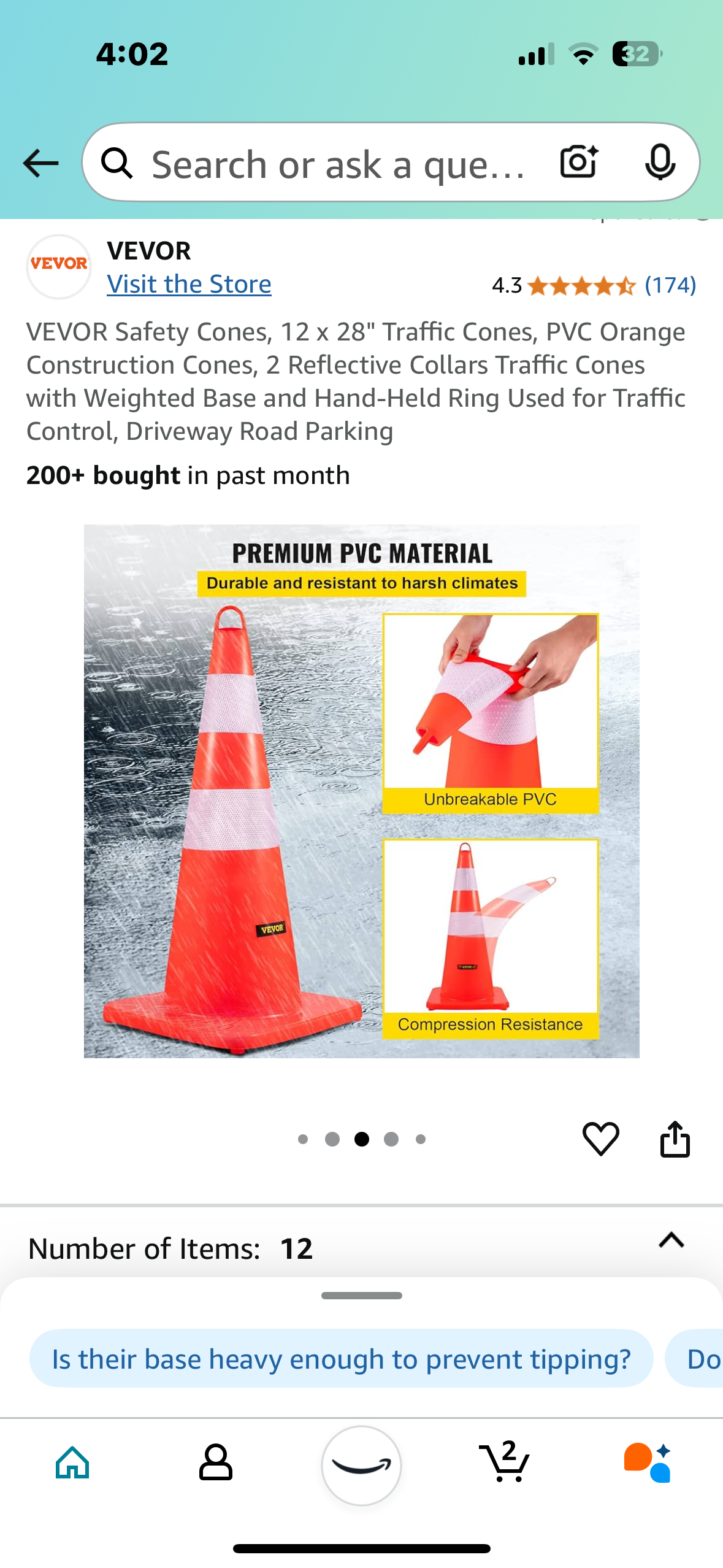 New - Traffic Safety Cones - 12 Cones Per Package (G626)