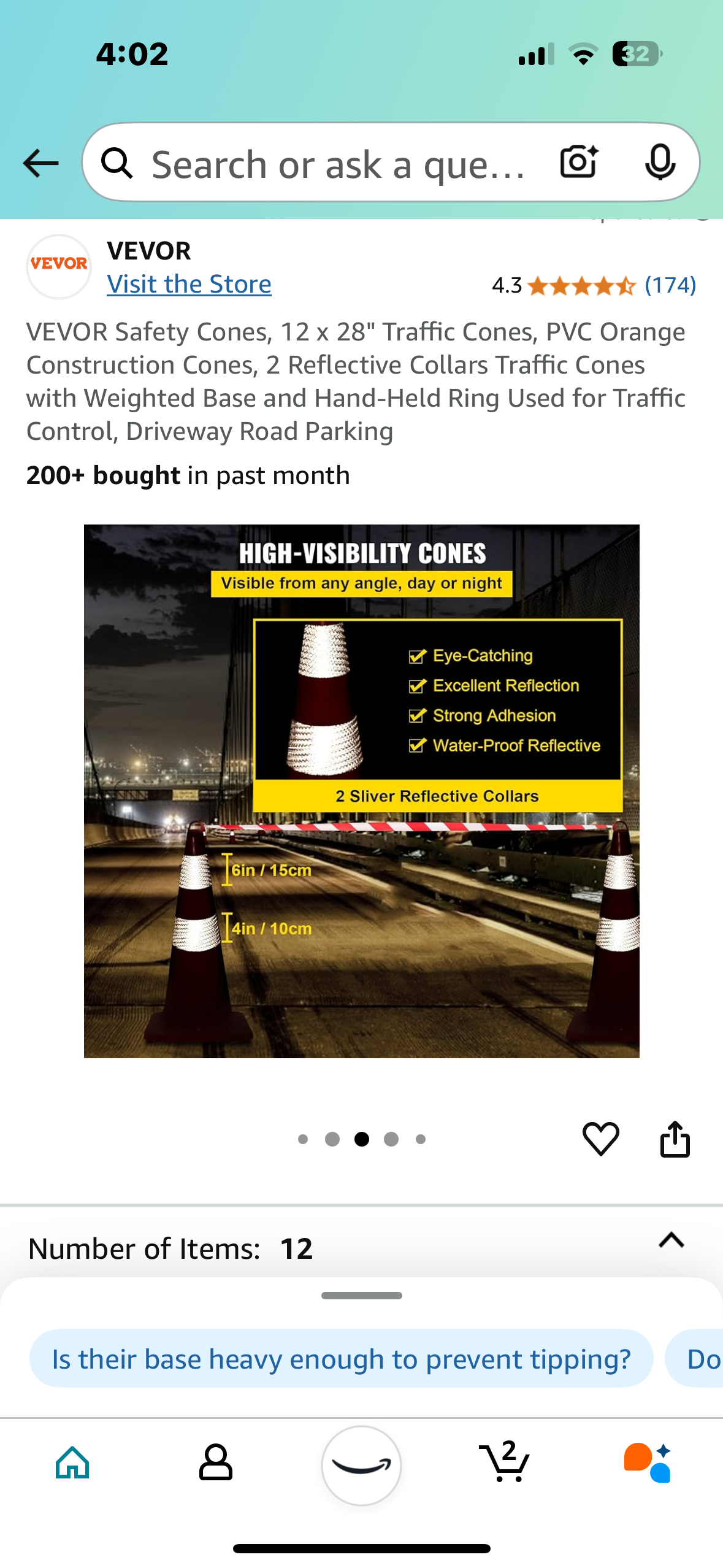 New - Traffic Safety Cones - 12 Cones Per Package (G626)