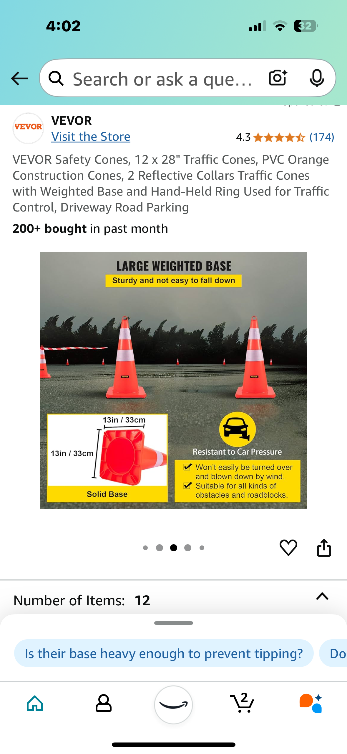 New - Traffic Safety Cones - 12 Cones Per Package (G626)