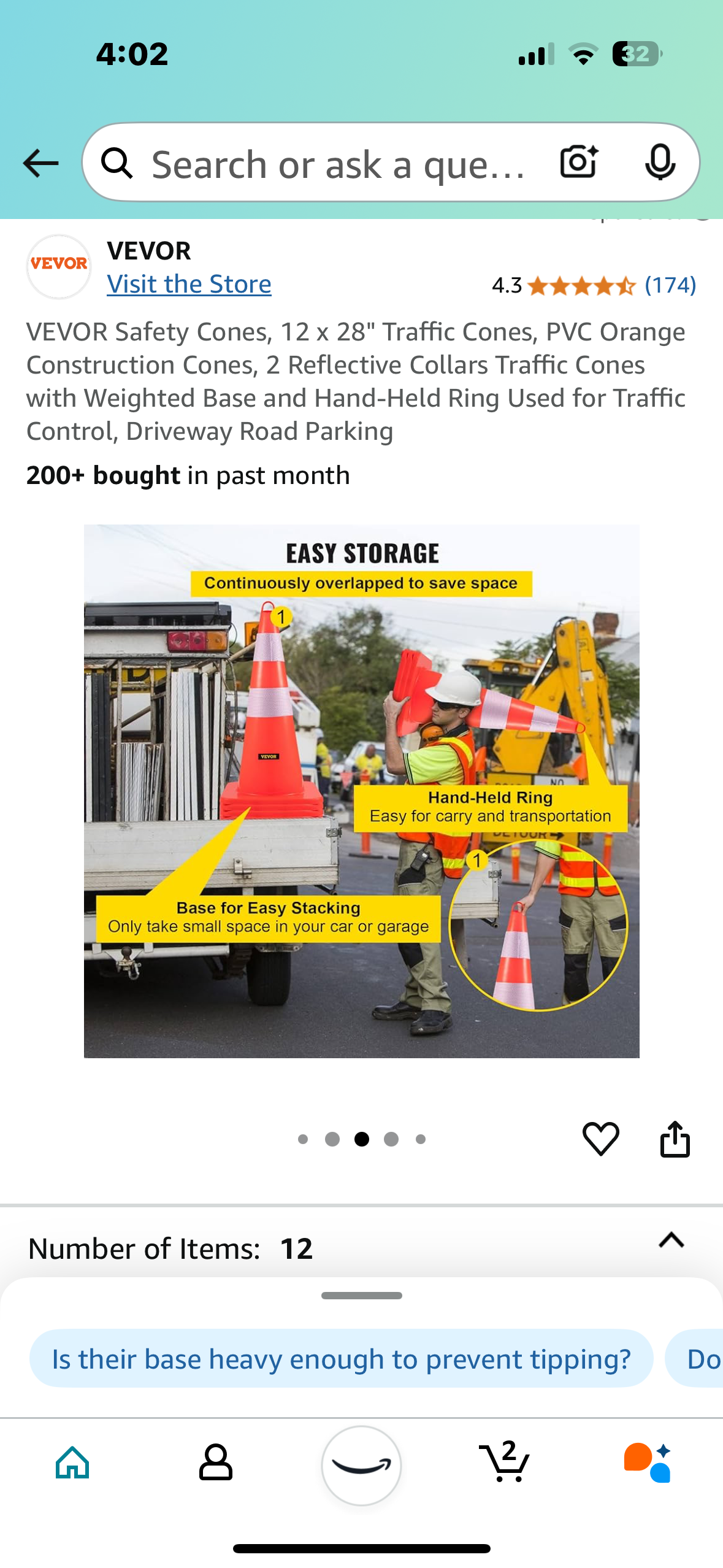 New - Traffic Safety Cones - 12 Cones Per Package (G626)
