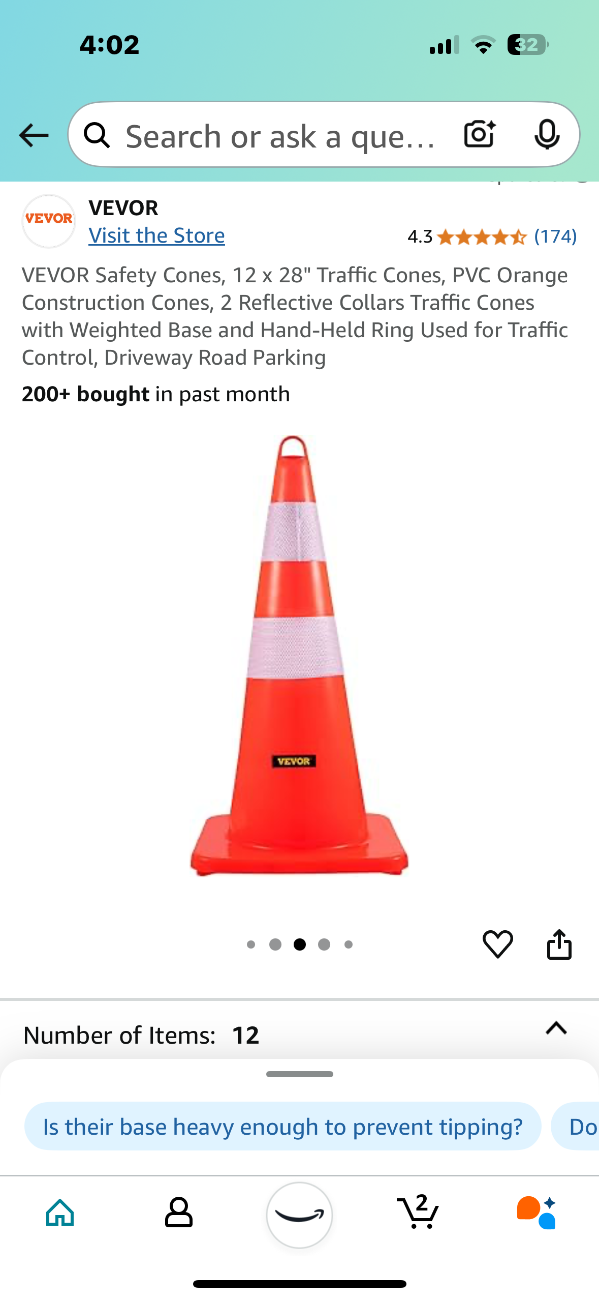 New - Traffic Safety Cones - 12 Cones Per Package (G626)