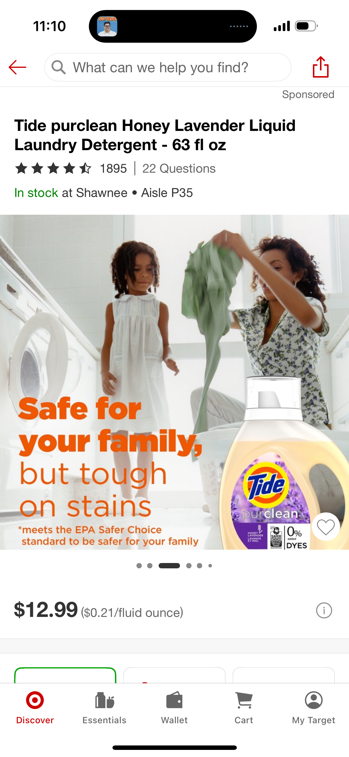 Tide purclean Honey Lavender Liquid Laundry Detergent - 63 fl oz