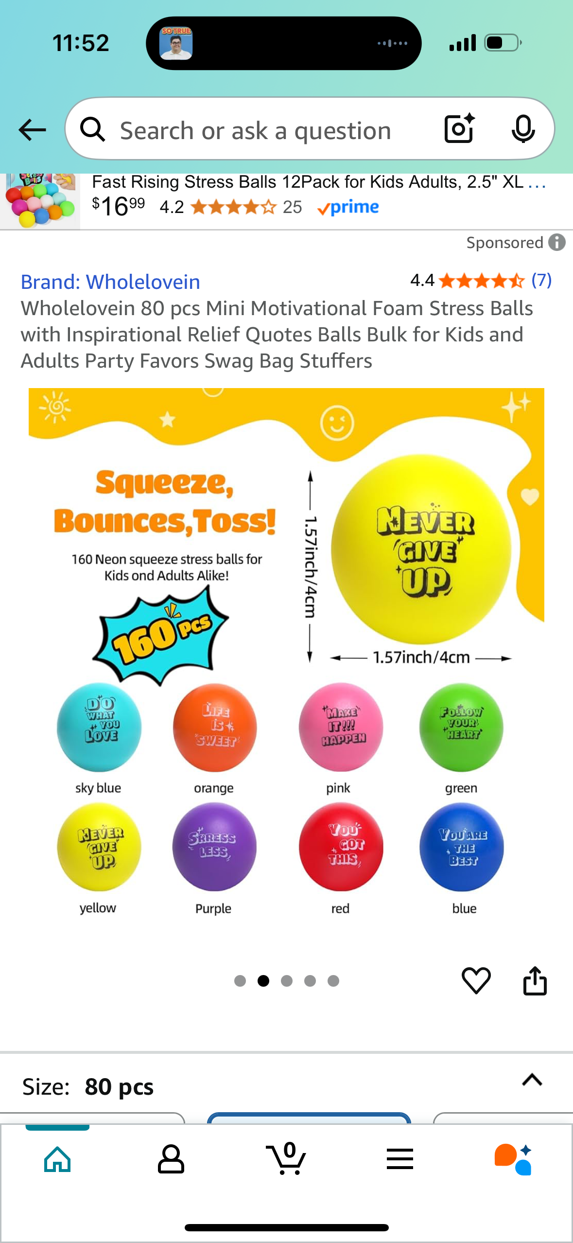 Wholelovein 80 pcs Mini Motivational Foam Stress Balls with Inspirational Relief Quotes Balls Bulk for Kids and Adults Party Favors Swag Bag Stuffers