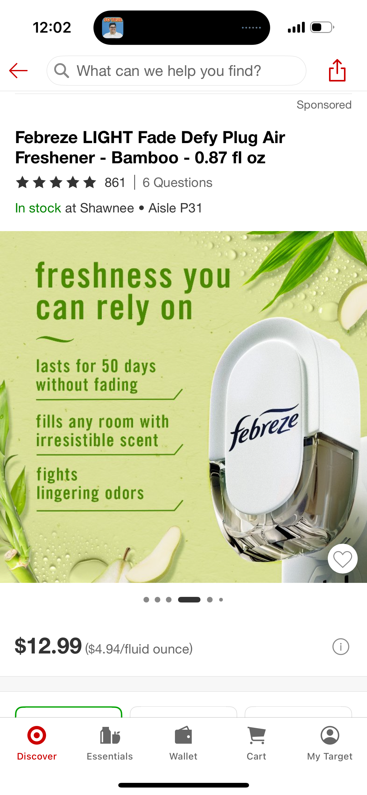 Febreze LIGHT Fade Defy Plug Air Freshener - Bamboo - 0.87 fl oz