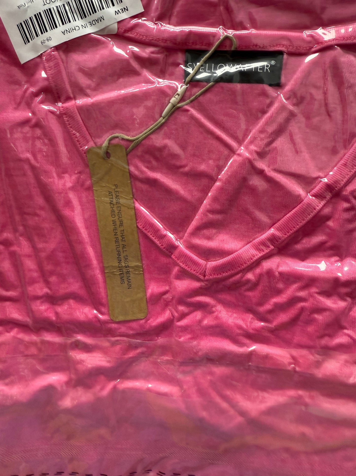 Syellowafter Womens V Neck 3/4 Sleeve Summer Tops Casual Loose Fit T Shirts Basic Tees Hot Pink (Size Small )