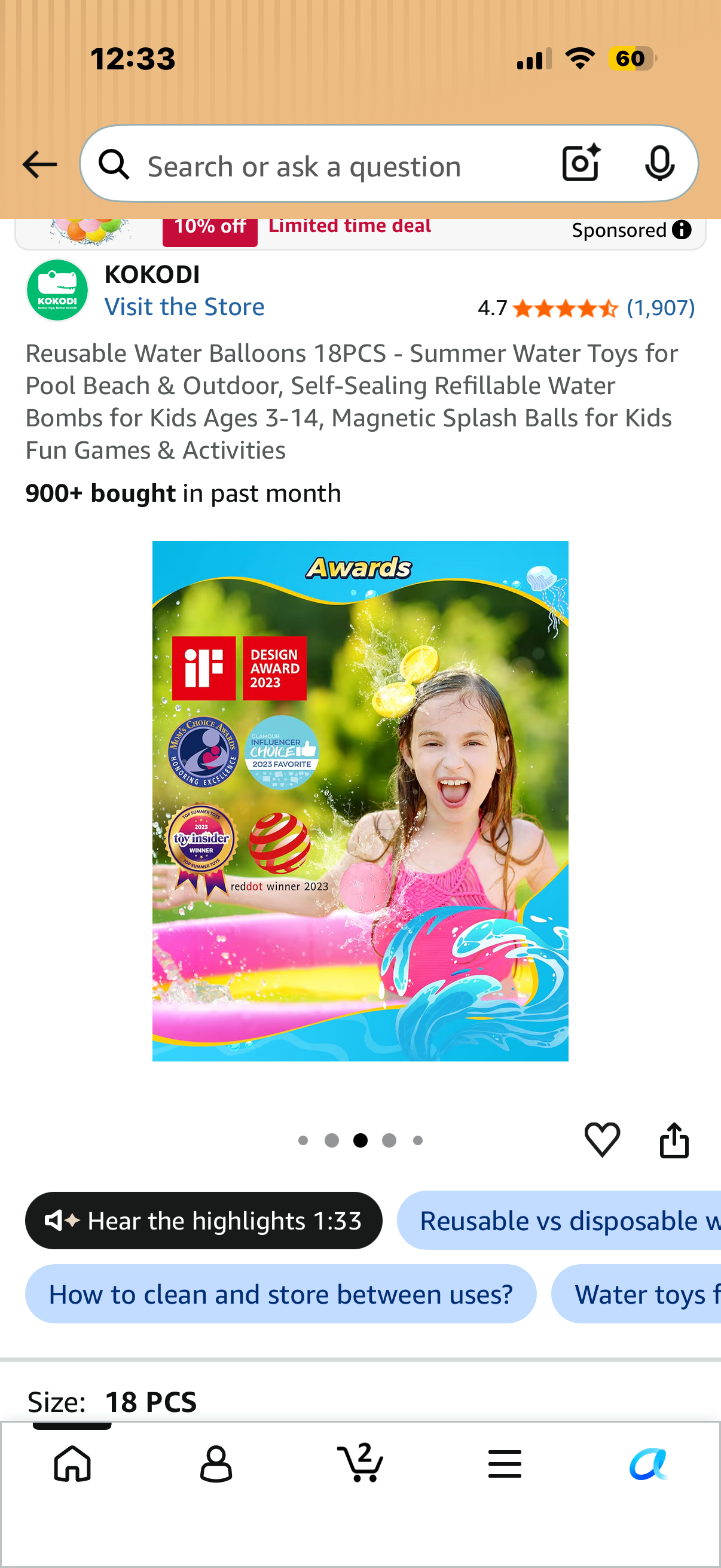 Reusable Water Balloons 18PCS - Summer Water Toys for Pool Beach & Outdoor, Self-Sealing Refillable Water Bombs for Kids Ages 3-14, Magnetic Splash Balls for Kids Fun Games & Activities