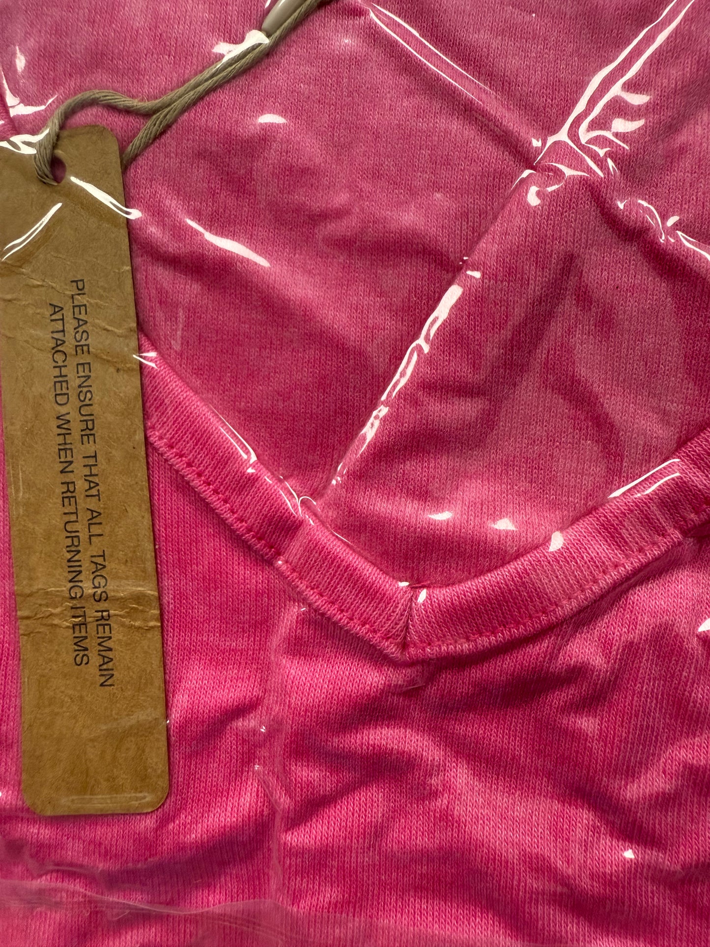 Syellowafter Womens V Neck 3/4 Sleeve Summer Tops Casual Loose Fit T Shirts Basic Tees Hot Pink (Size Small )